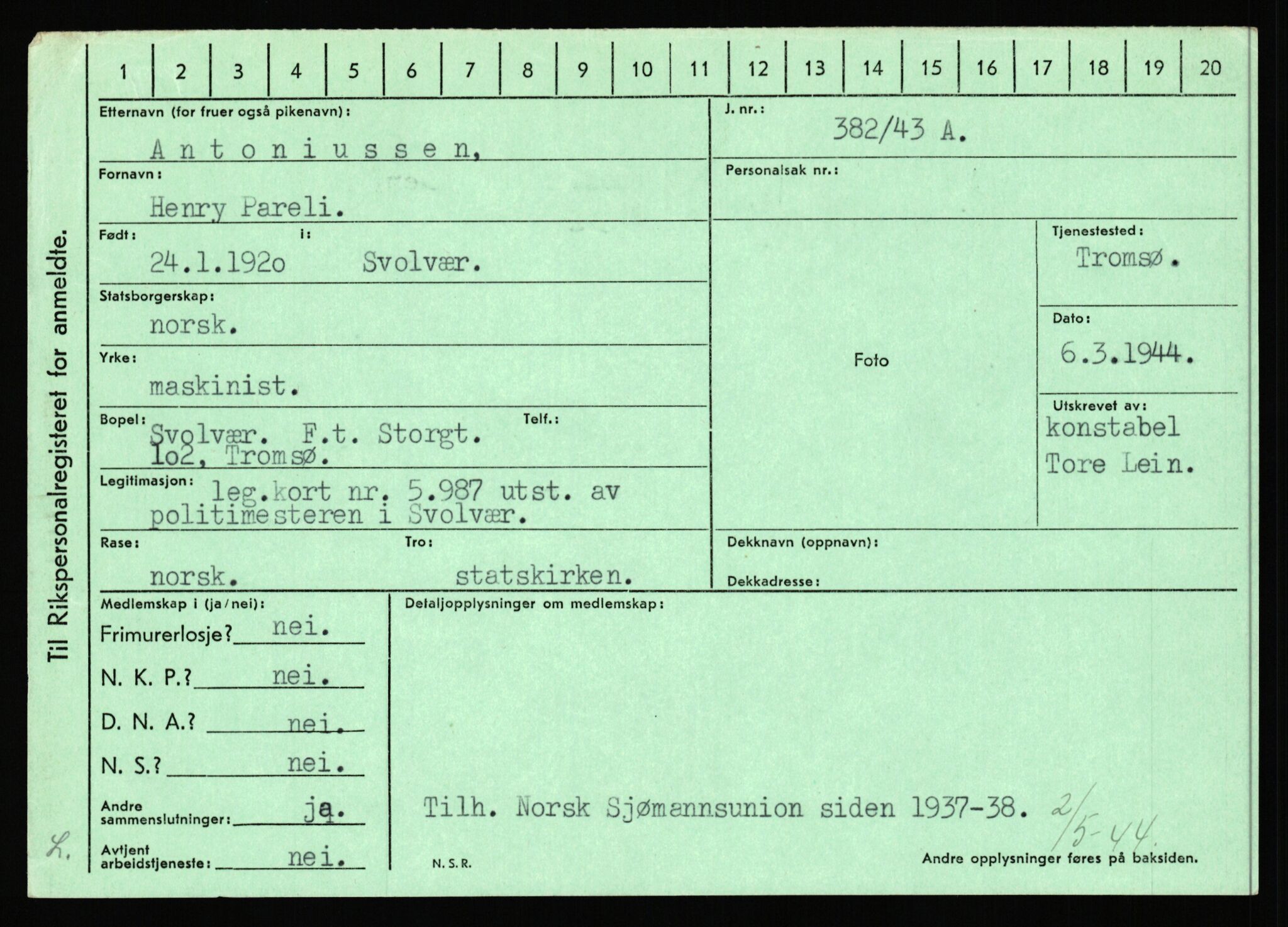Statspolitiet - Hovedkontoret / Osloavdelingen, AV/RA-S-1329/C/Ca/L0001: Aabakken - Armann, 1943-1945, s. 4642