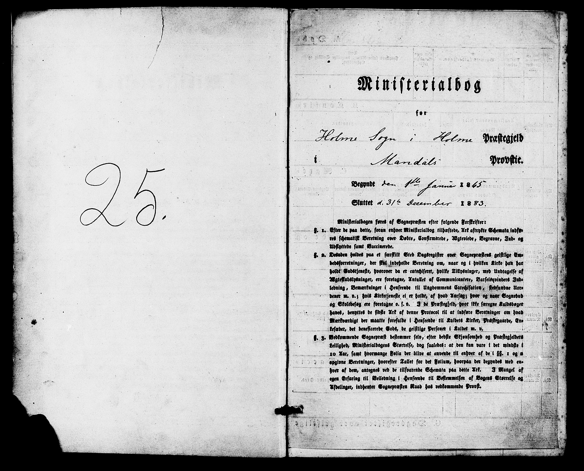 Holum sokneprestkontor, SAK/1111-0022/F/Fa/Faa/L0006: Ministerialbok nr. A 6, 1865-1883