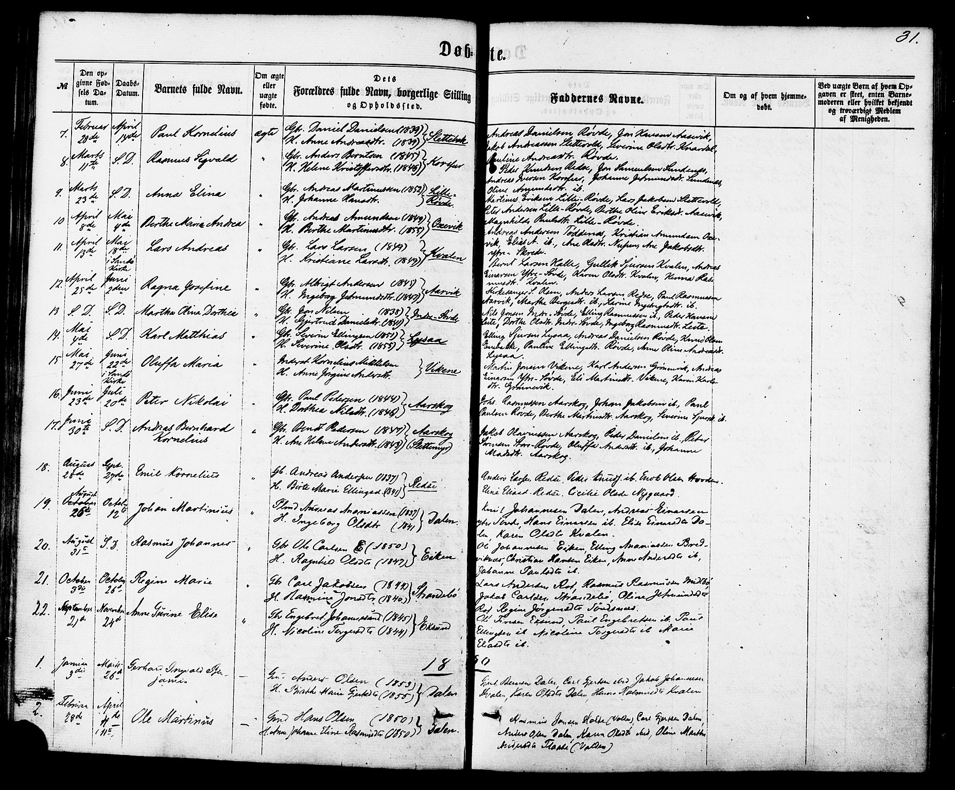 Ministerialprotokoller, klokkerbøker og fødselsregistre - Møre og Romsdal, AV/SAT-A-1454/504/L0055: Ministerialbok nr. 504A02, 1861-1884, s. 31