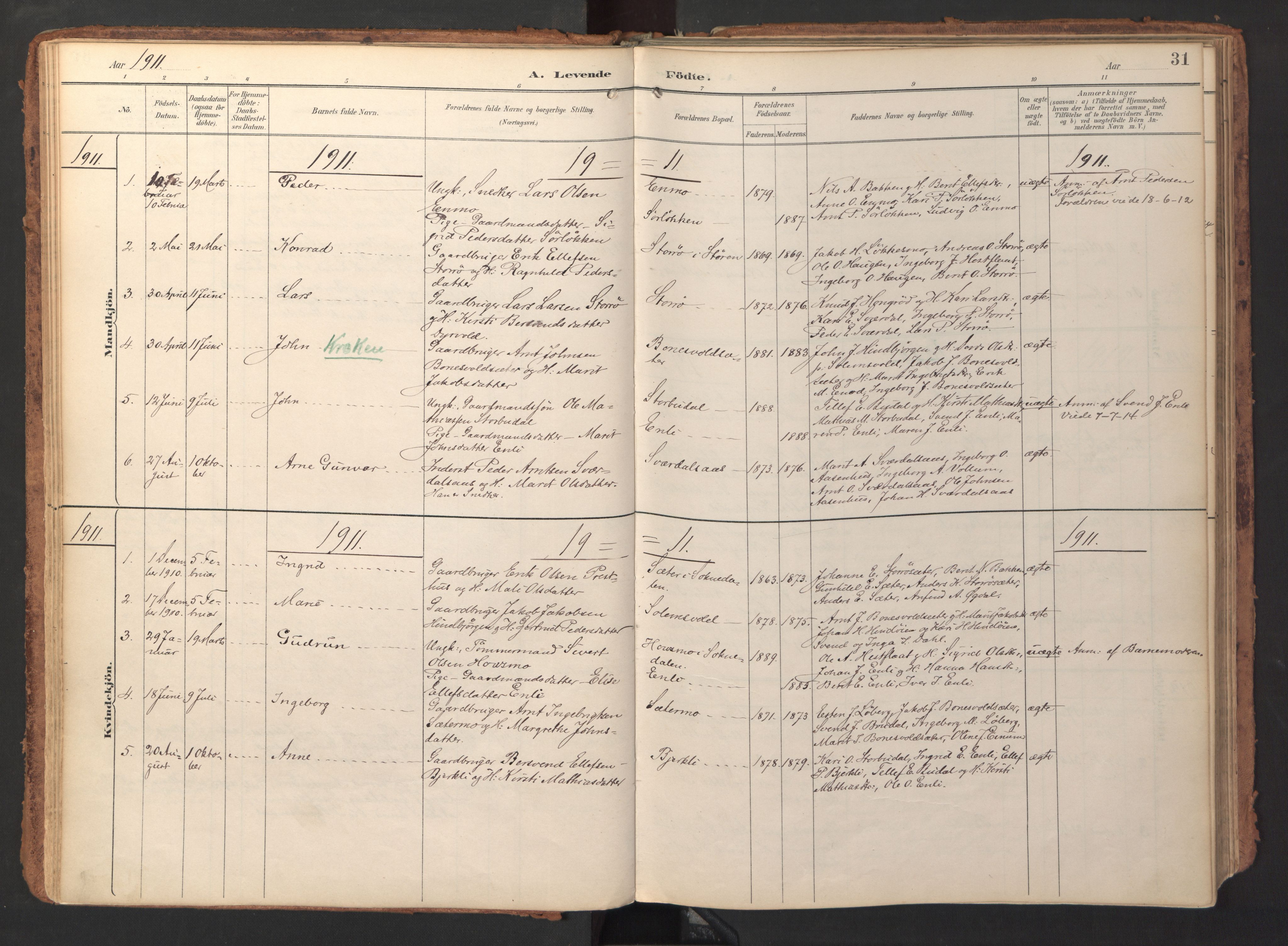 Ministerialprotokoller, klokkerbøker og fødselsregistre - Sør-Trøndelag, AV/SAT-A-1456/690/L1050: Ministerialbok nr. 690A01, 1889-1929, s. 31