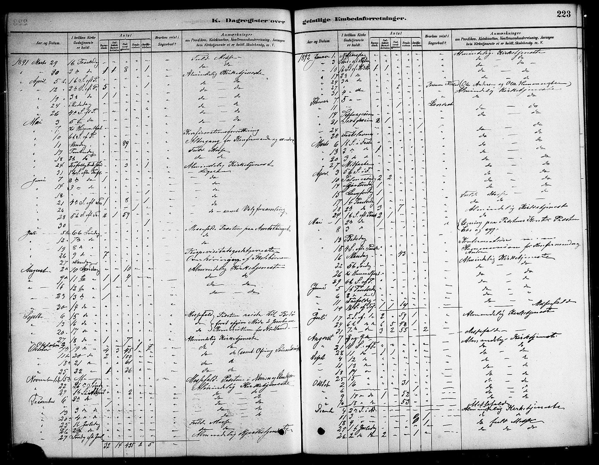 Ministerialprotokoller, klokkerbøker og fødselsregistre - Nordland, SAT/A-1459/823/L0330: Klokkerbok nr. 823C02, 1879-1916, s. 223