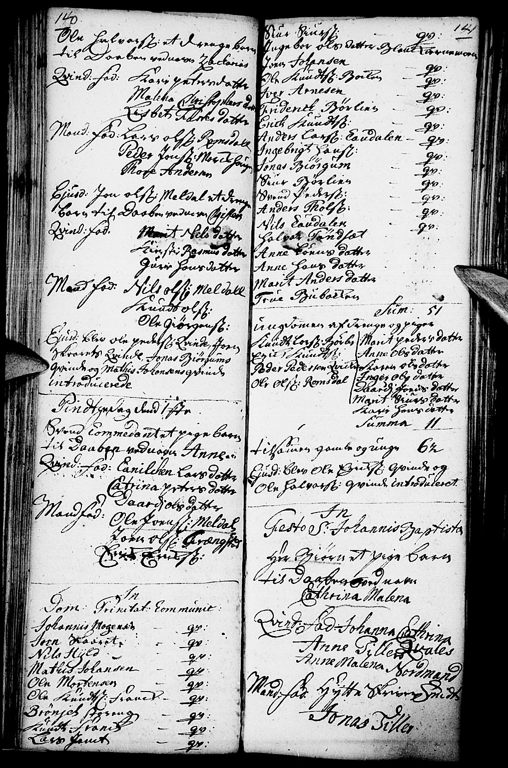 Kvikne prestekontor, AV/SAH-PREST-064/H/Ha/Haa/L0001: Ministerialbok nr. 1, 1740-1756, s. 140-141