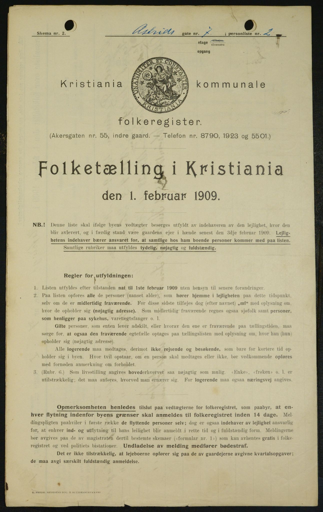 OBA, Kommunal folketelling 1.2.1909 for Kristiania kjøpstad, 1909, s. 15656