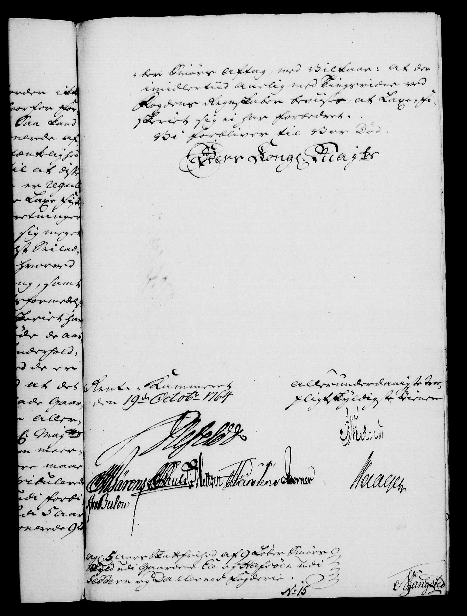 Rentekammeret, Kammerkanselliet, RA/EA-3111/G/Gf/Gfa/L0046: Norsk relasjons- og resolusjonsprotokoll (merket RK 52.46), 1764, s. 424