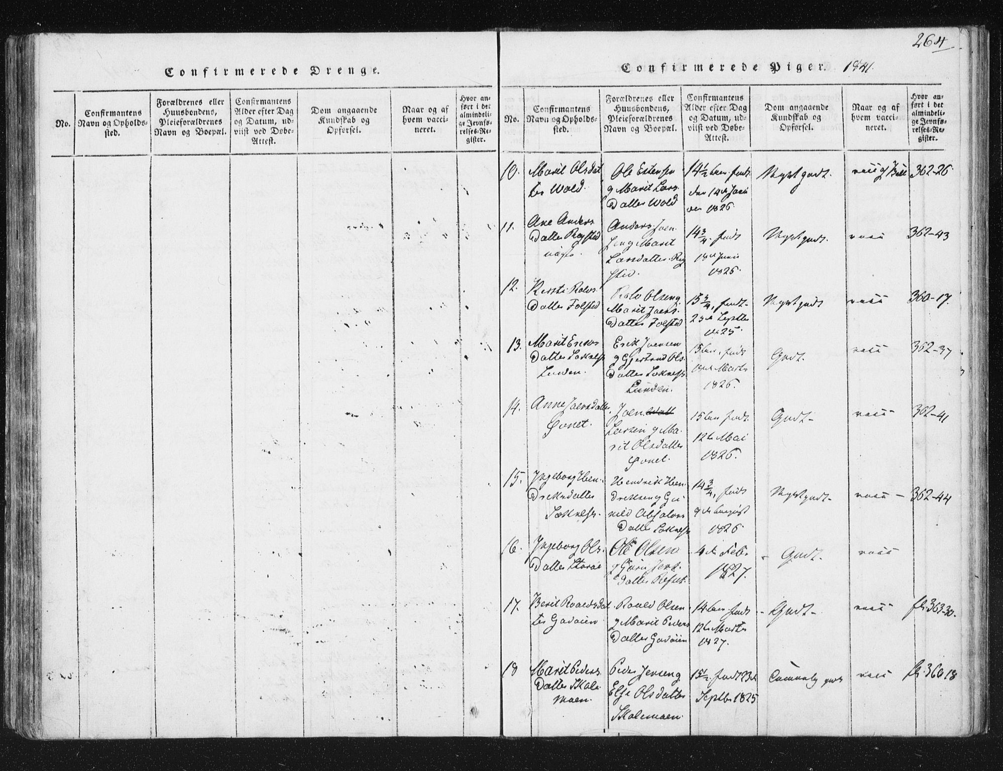 Ministerialprotokoller, klokkerbøker og fødselsregistre - Sør-Trøndelag, SAT/A-1456/687/L0996: Ministerialbok nr. 687A04, 1816-1842, s. 264
