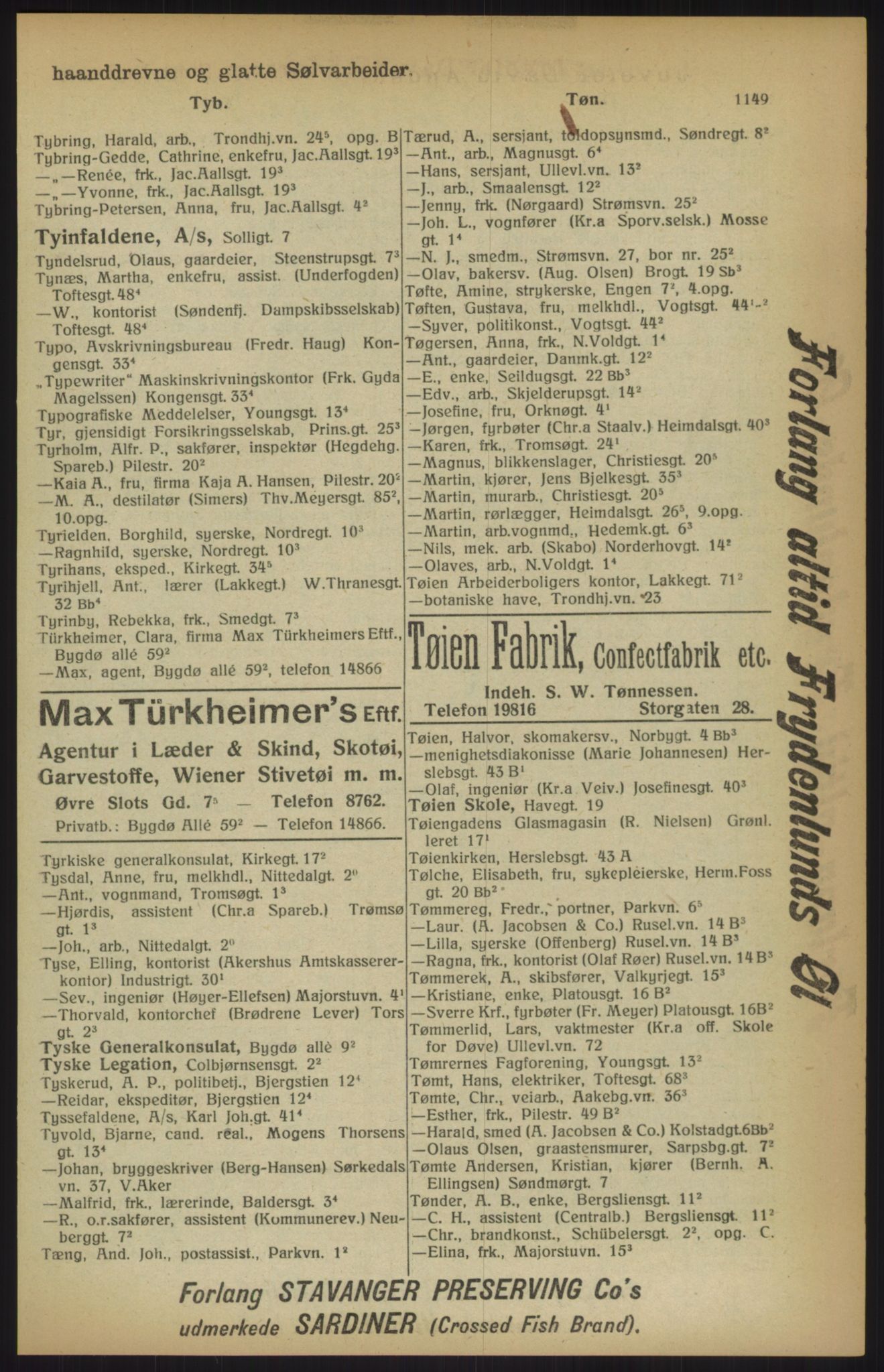 Kristiania/Oslo adressebok, PUBL/-, 1915, s. 1149