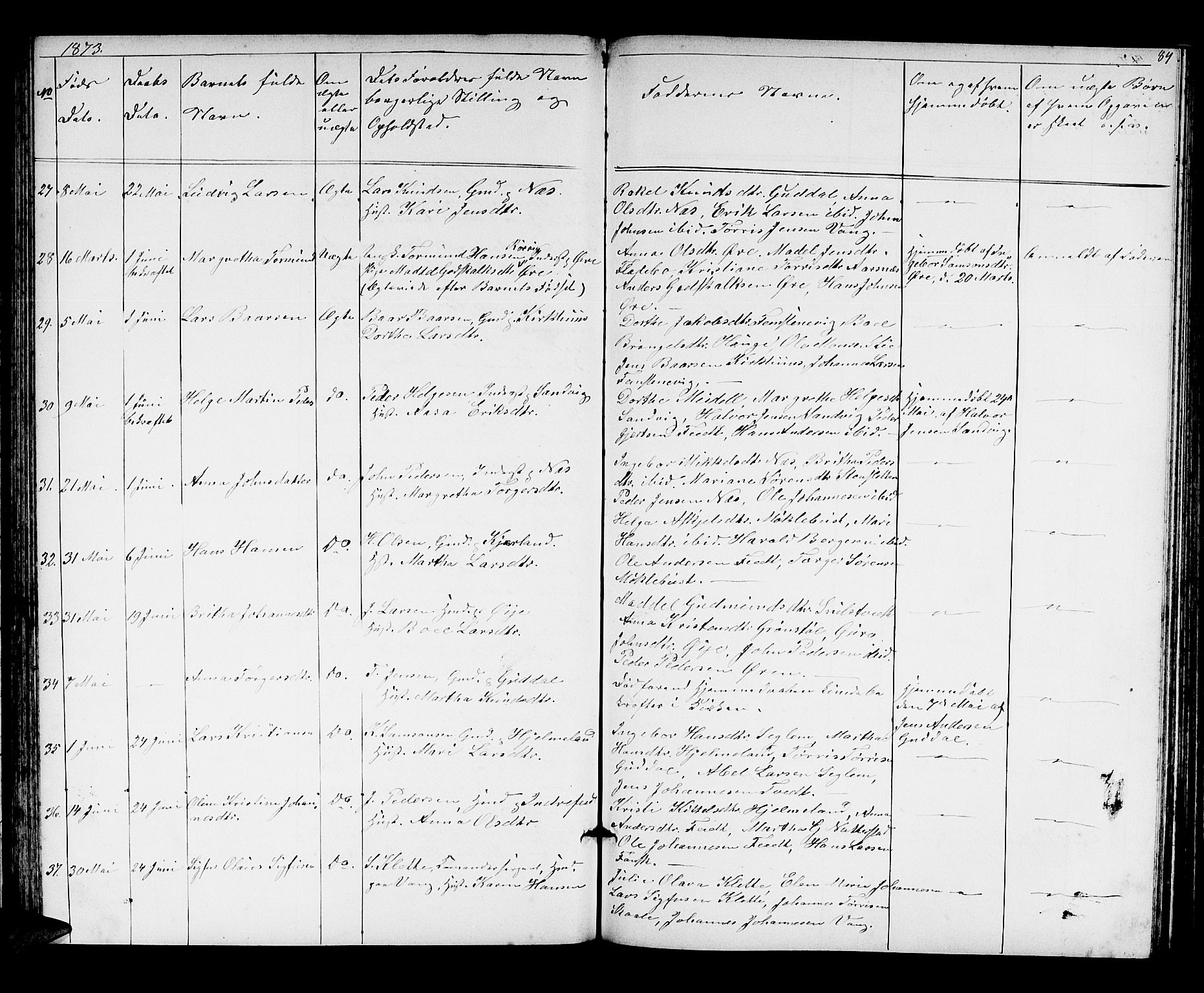 Kvinnherad sokneprestembete, AV/SAB-A-76401/H/Hab: Klokkerbok nr. A 1, 1856-1873, s. 84