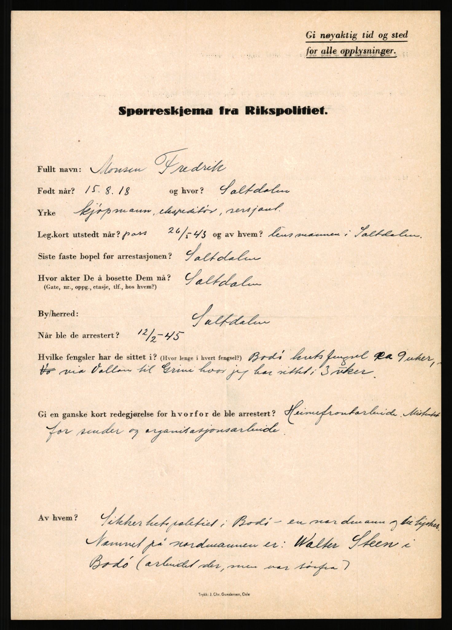 Rikspolitisjefen, AV/RA-S-1560/L/L0012: Mogensen, Øivind - Noraas, Lars, 1940-1945, s. 60