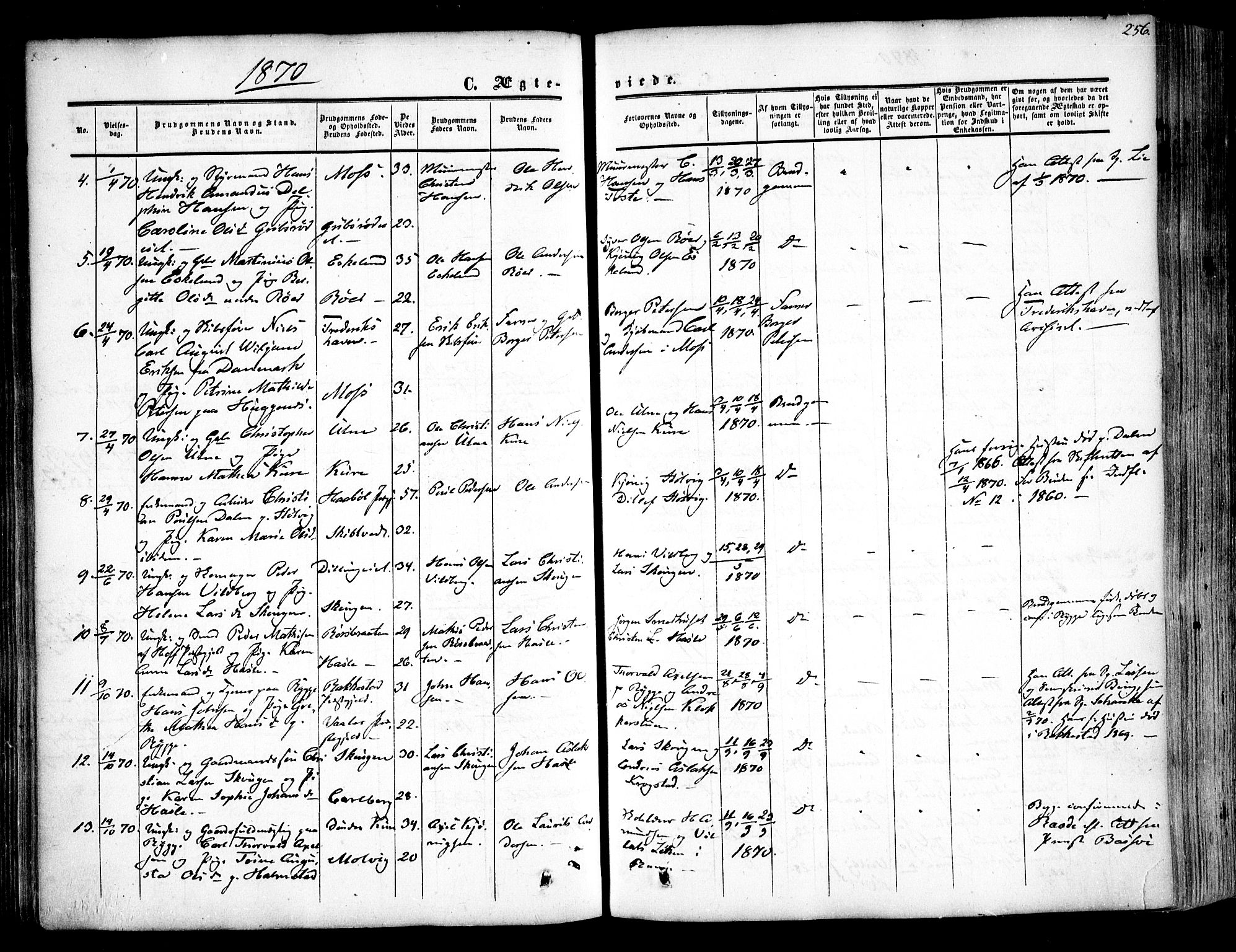 Rygge prestekontor Kirkebøker, AV/SAO-A-10084b/F/Fa/L0005: Ministerialbok nr. 5, 1852-1871, s. 256