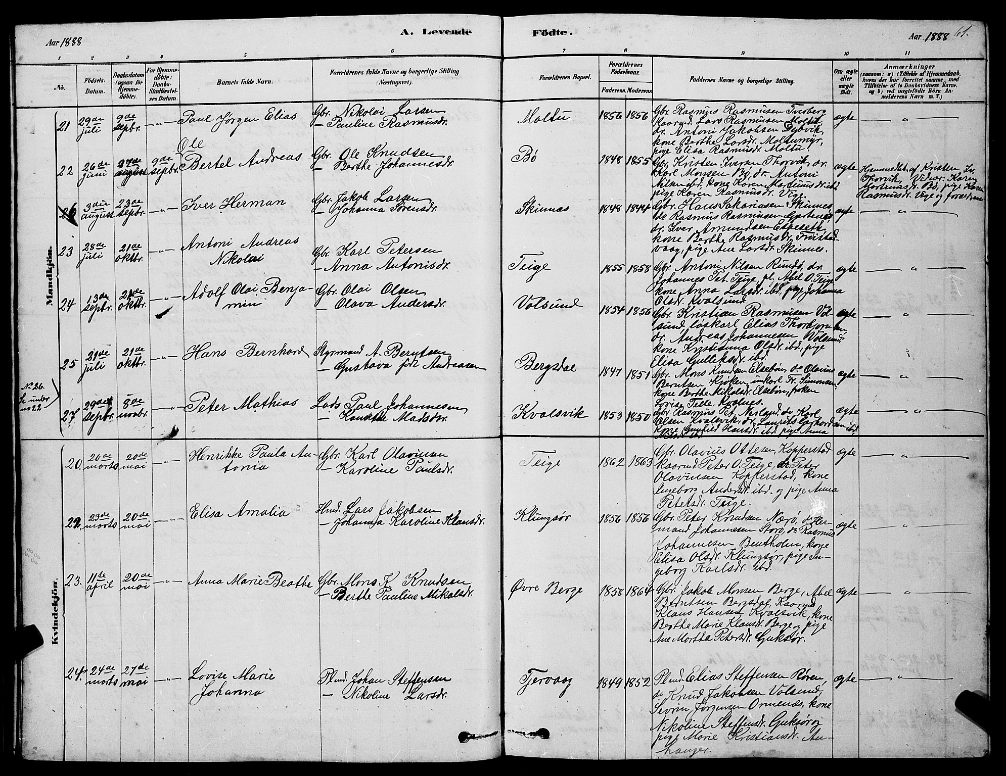 Ministerialprotokoller, klokkerbøker og fødselsregistre - Møre og Romsdal, AV/SAT-A-1454/507/L0081: Klokkerbok nr. 507C04, 1878-1898, s. 61