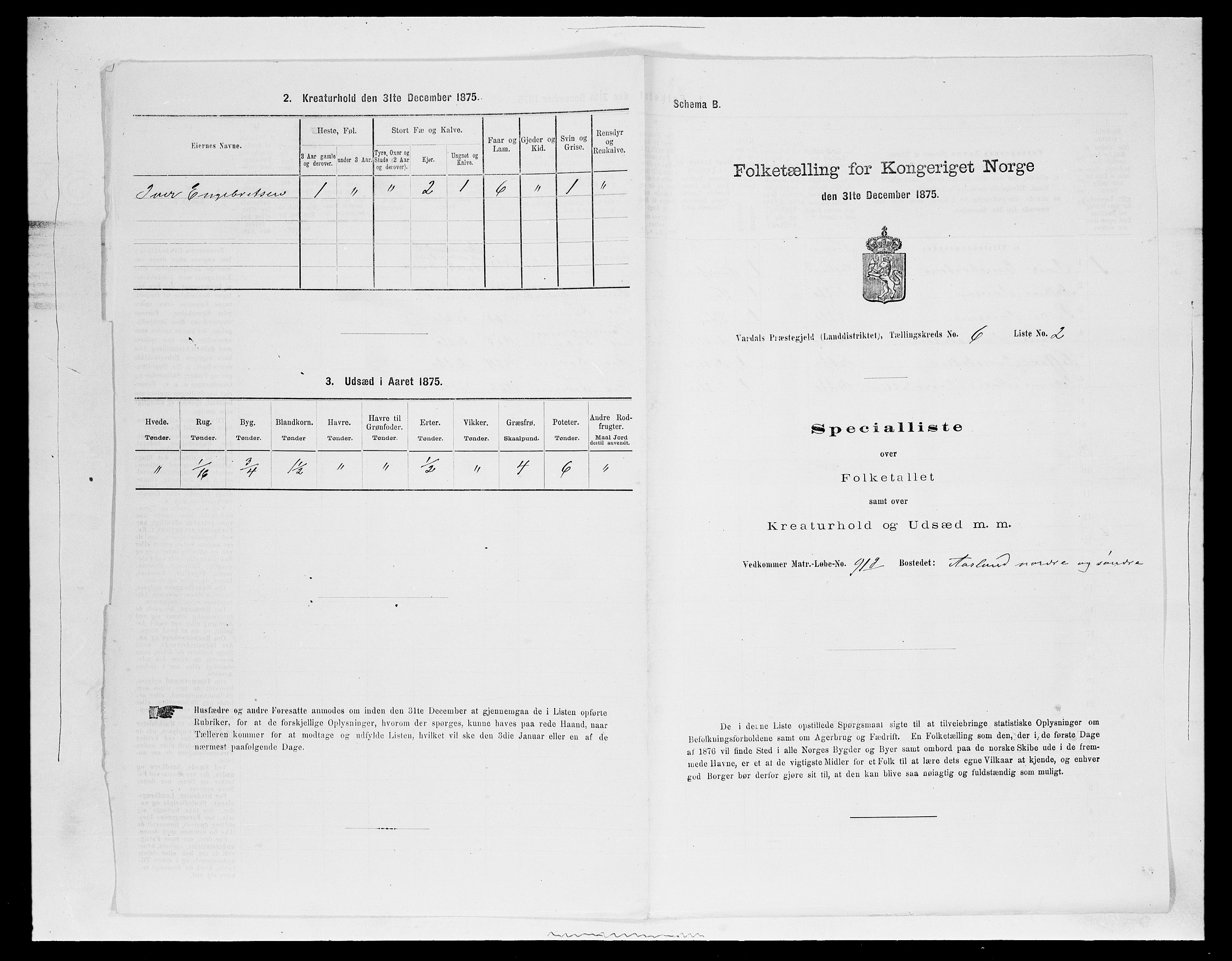 SAH, Folketelling 1875 for 0527L Vardal prestegjeld, Vardal sokn og Hunn sokn, 1875, s. 857