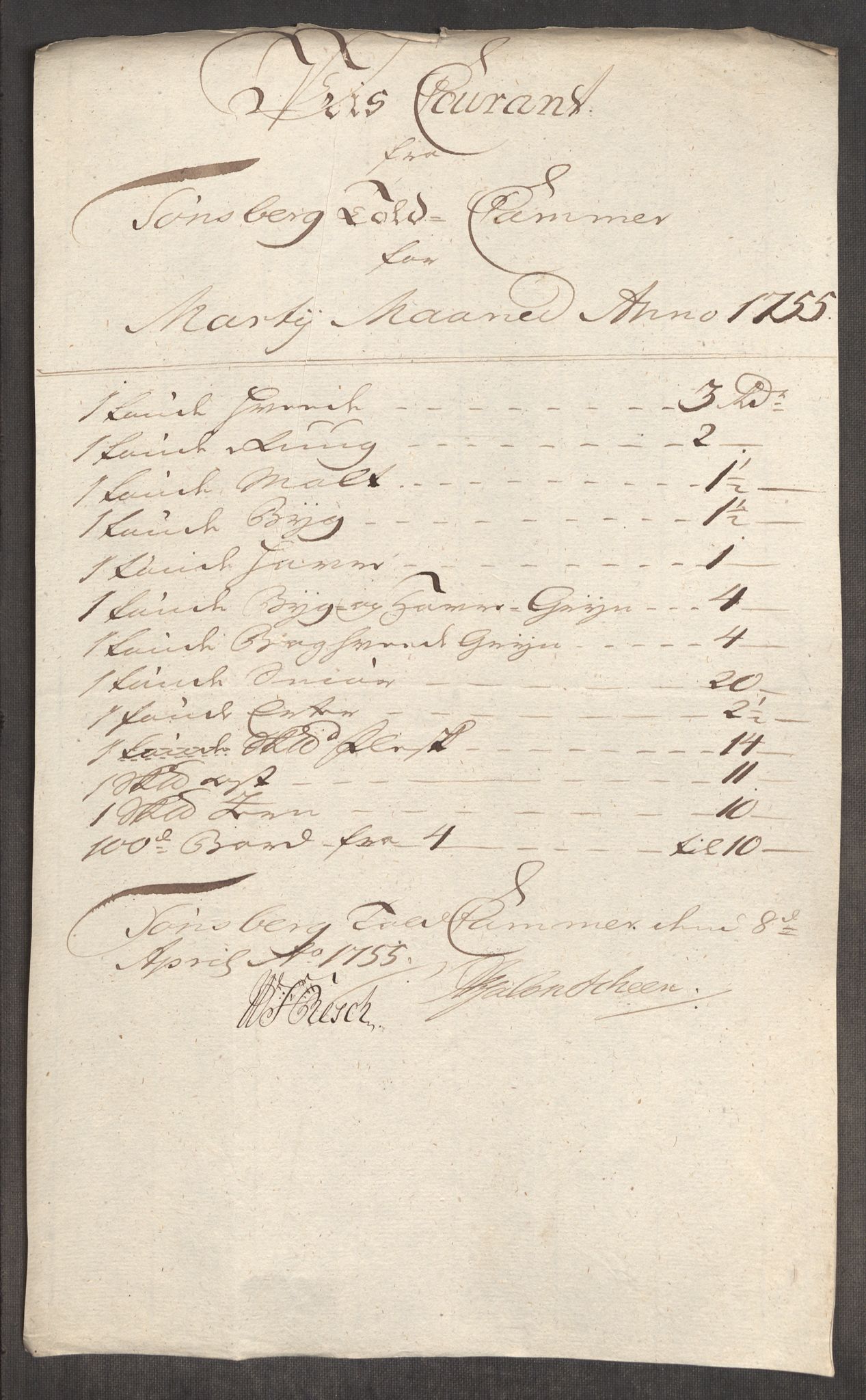 Rentekammeret inntil 1814, Realistisk ordnet avdeling, AV/RA-EA-4070/Oe/L0005: [Ø1]: Priskuranter, 1753-1757, s. 469