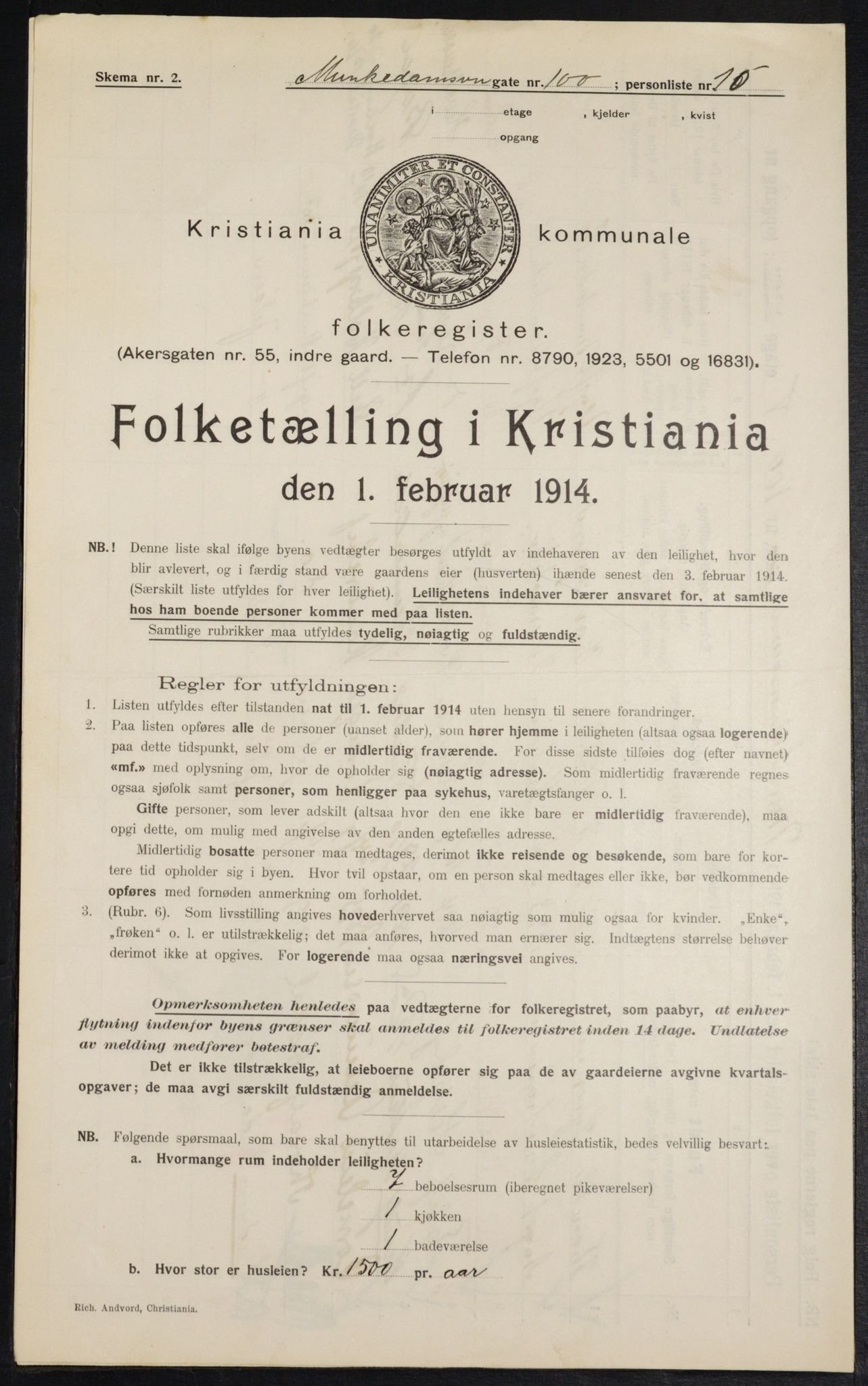 OBA, Kommunal folketelling 1.2.1914 for Kristiania, 1914, s. 67913