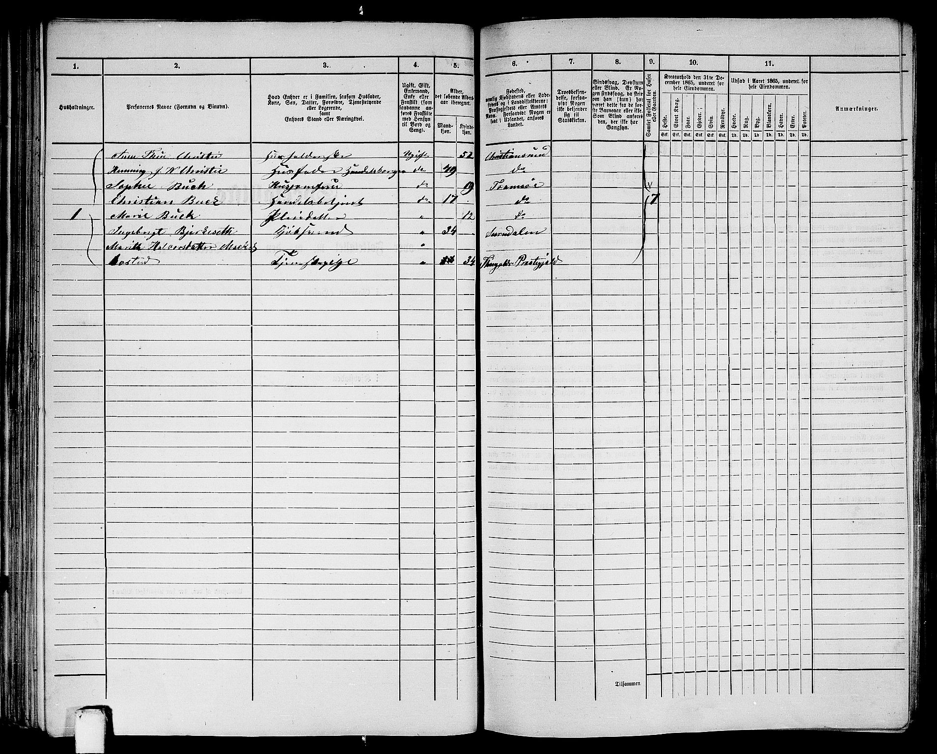 RA, Folketelling 1865 for 1503B Kristiansund prestegjeld, Kristiansund kjøpstad, 1865, s. 85