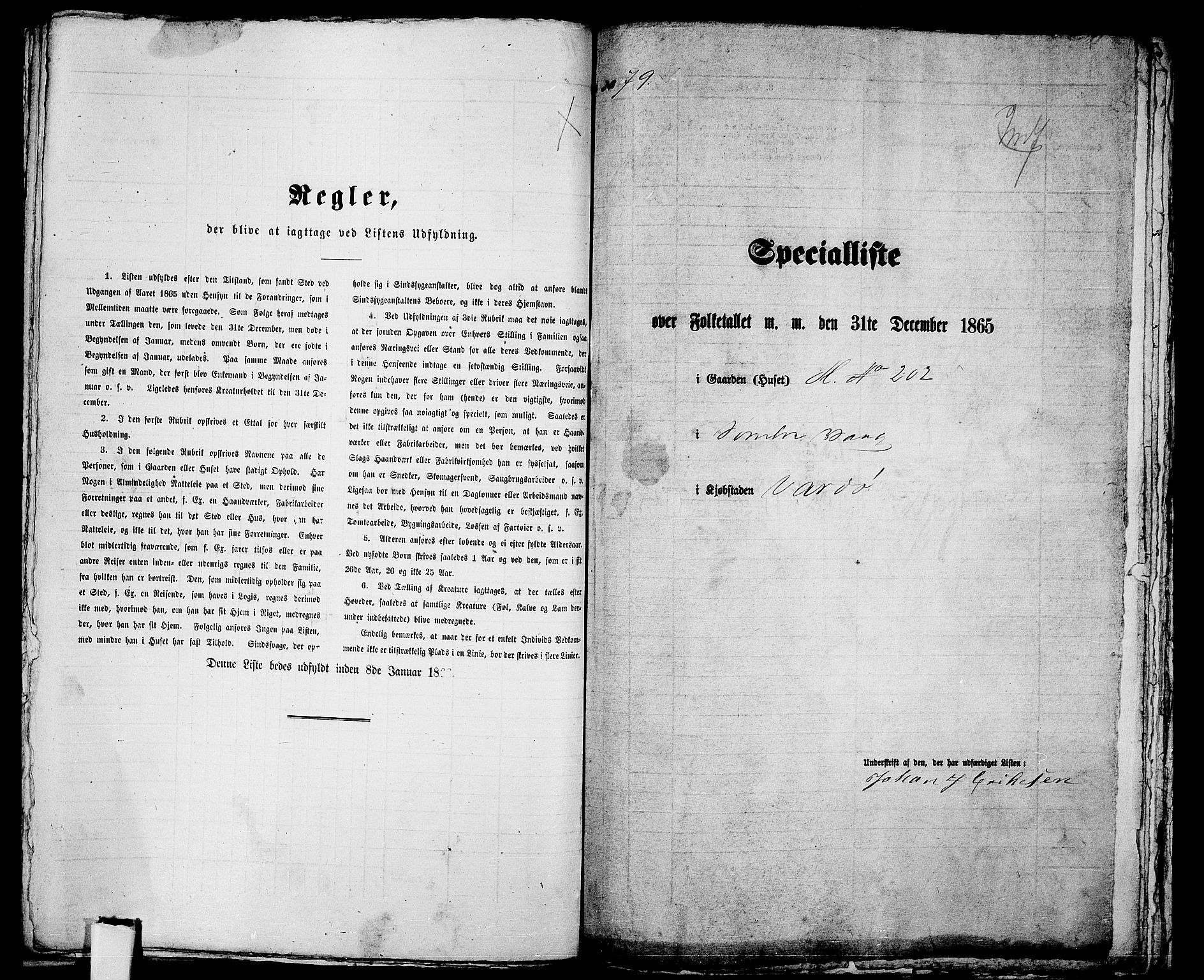 RA, Folketelling 1865 for 2002B Vardø prestegjeld, Vardø kjøpstad, 1865, s. 164