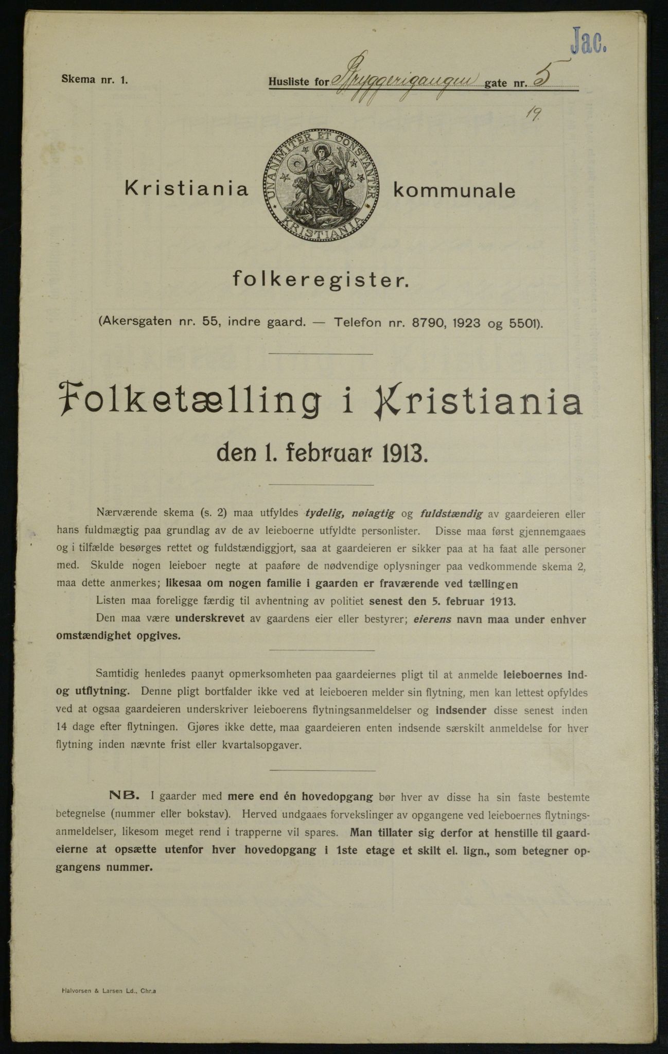 OBA, Kommunal folketelling 1.2.1913 for Kristiania, 1913, s. 10168