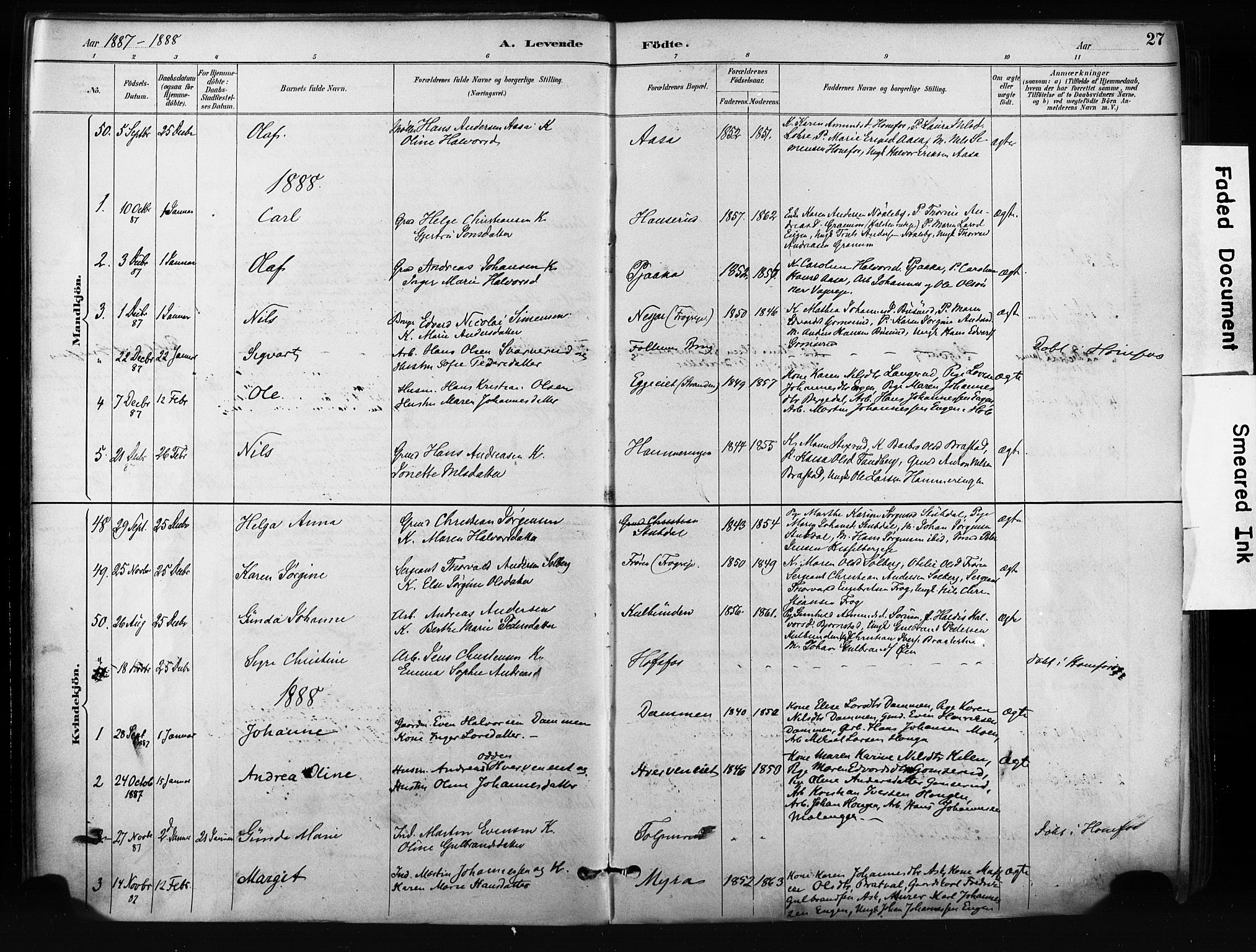 Norderhov kirkebøker, AV/SAKO-A-237/F/Fa/L0016: Ministerialbok nr. 16, 1885-1902, s. 27