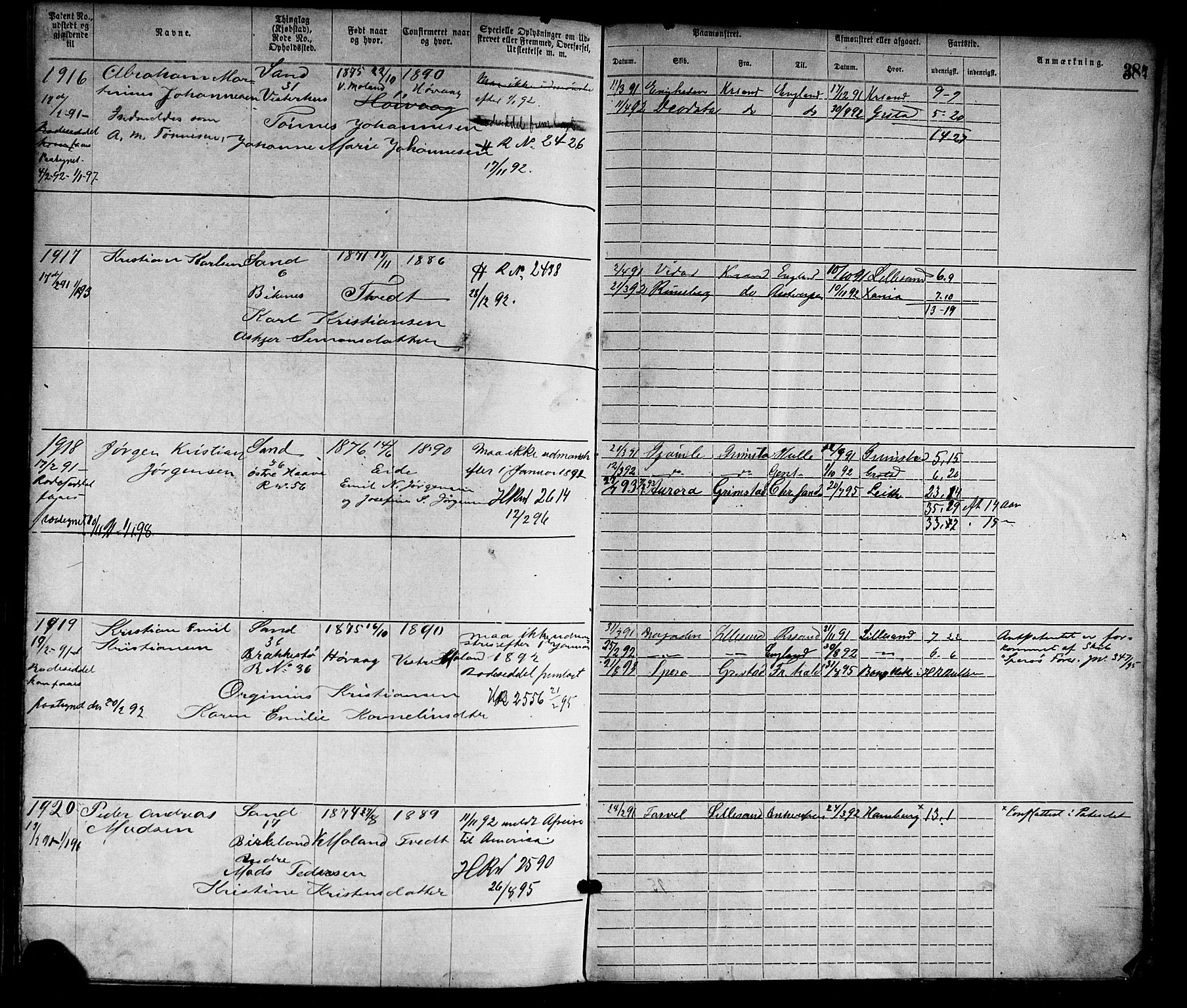 Lillesand mønstringskrets, AV/SAK-2031-0014/F/Fa/L0004: Annotasjonsrulle nr 1-1920 med register, G-1, 1869-1891, s. 414