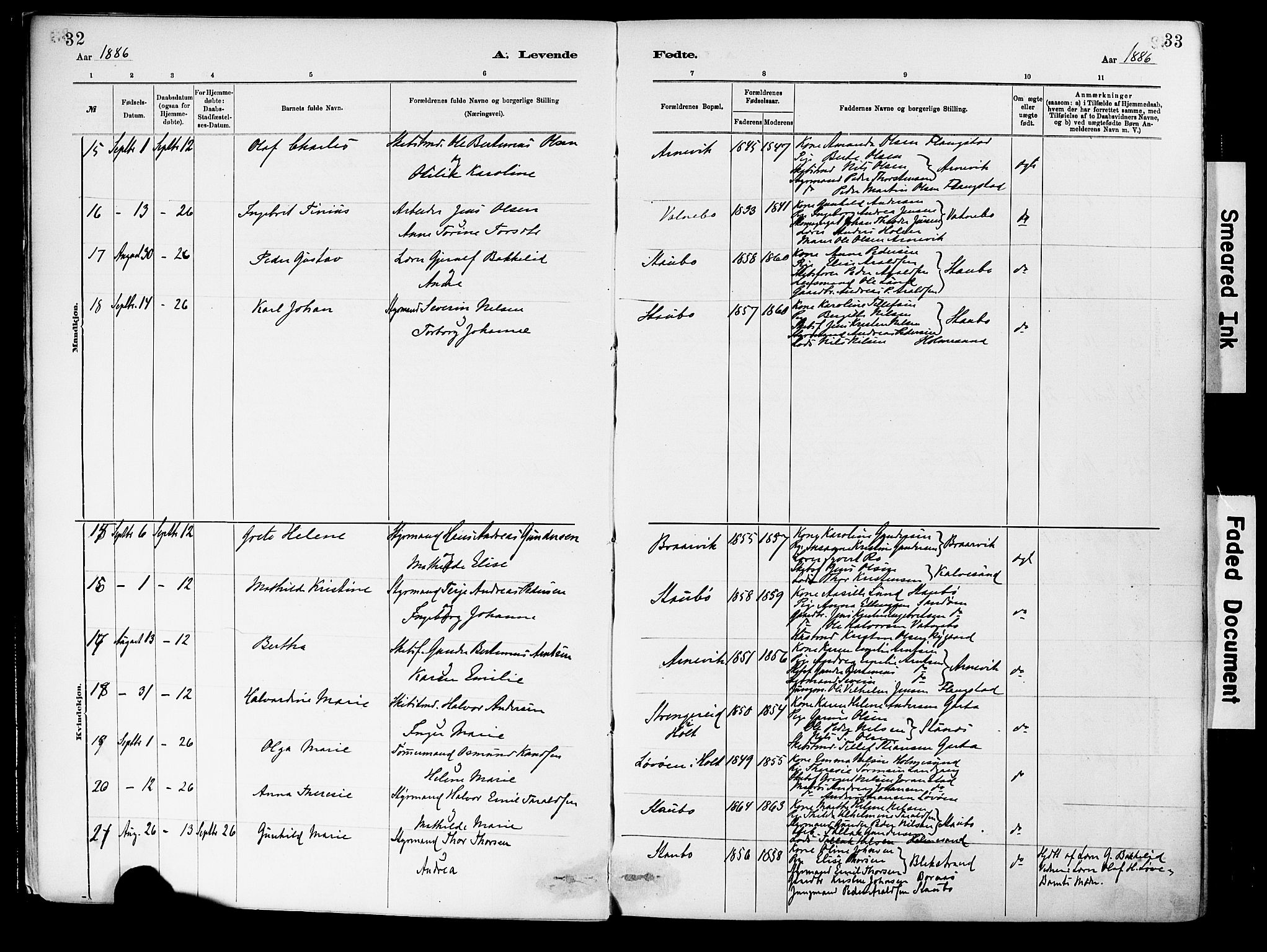Dypvåg sokneprestkontor, AV/SAK-1111-0007/F/Fa/Fab/L0001: Ministerialbok nr. A 1, 1885-1912, s. 32-33
