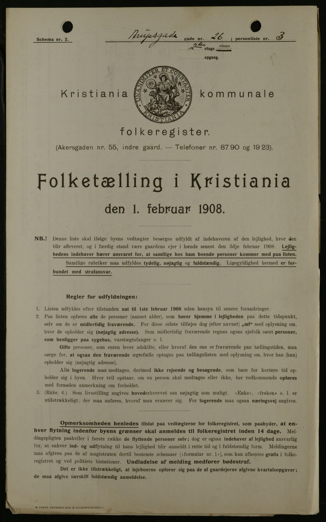 OBA, Kommunal folketelling 1.2.1908 for Kristiania kjøpstad, 1908, s. 2599