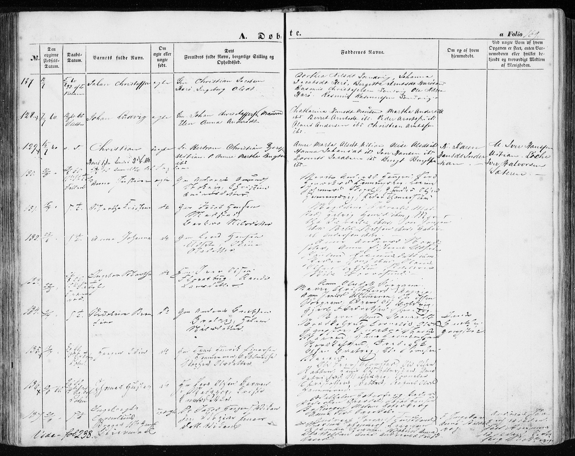 Ministerialprotokoller, klokkerbøker og fødselsregistre - Sør-Trøndelag, SAT/A-1456/634/L0530: Ministerialbok nr. 634A06, 1852-1860, s. 169