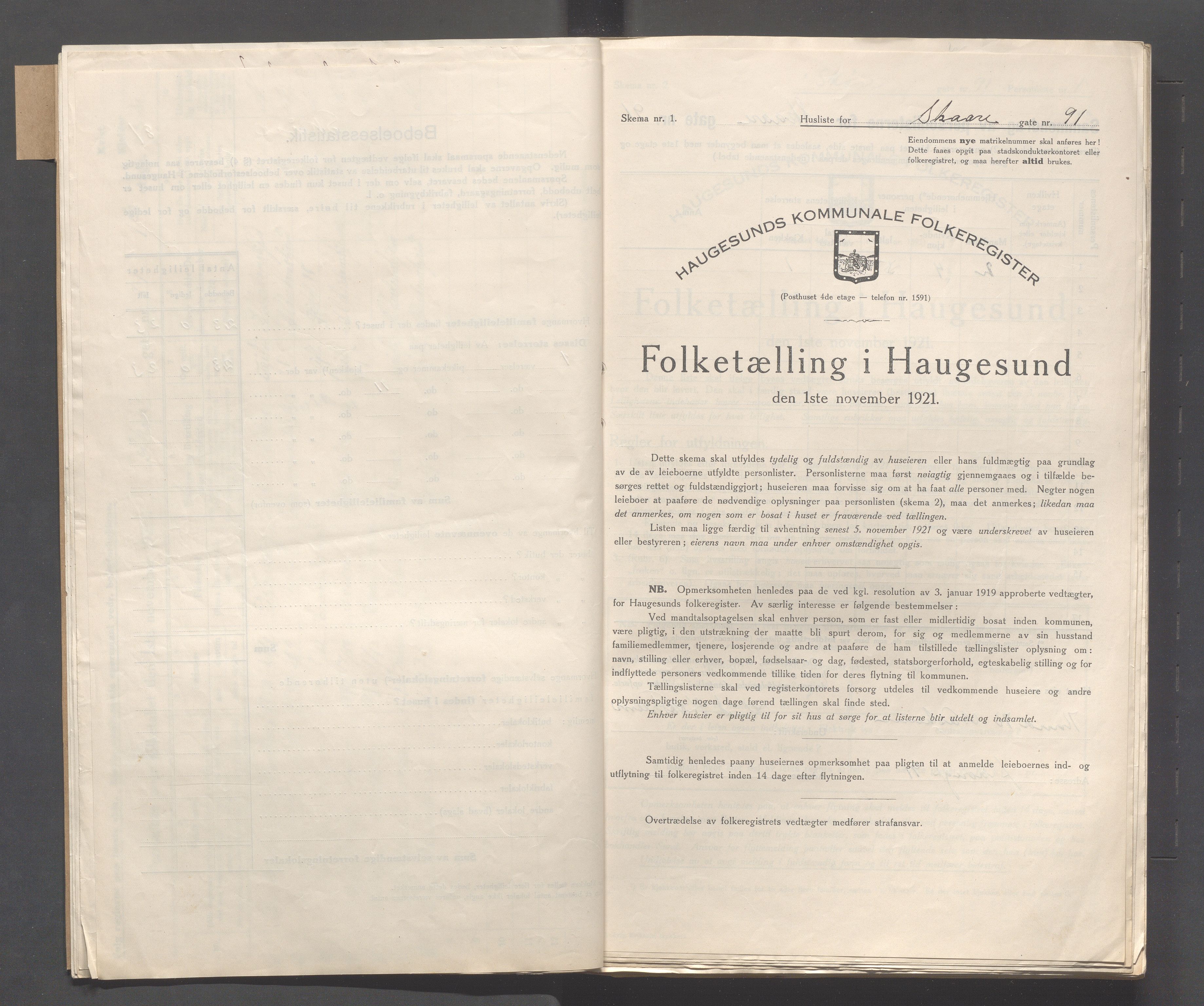 IKAR, Kommunal folketelling 1.11.1921 for Haugesund, 1921, s. 3621