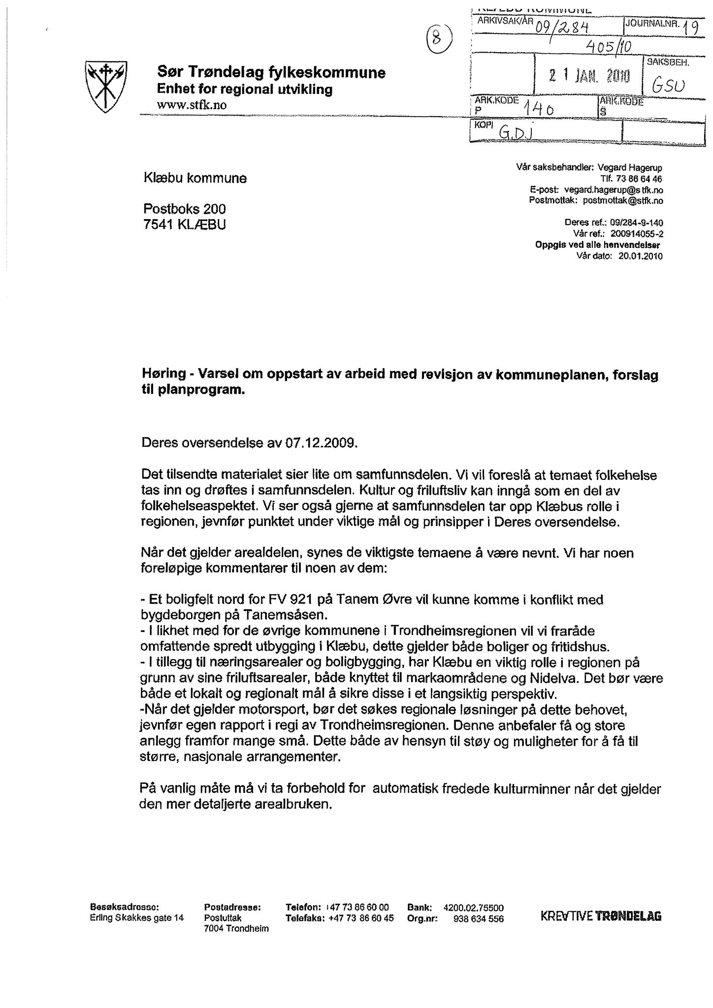 Klæbu Kommune, TRKO/KK/02-FS/L003: Formannsskapet - Møtedokumenter, 2010, s. 266