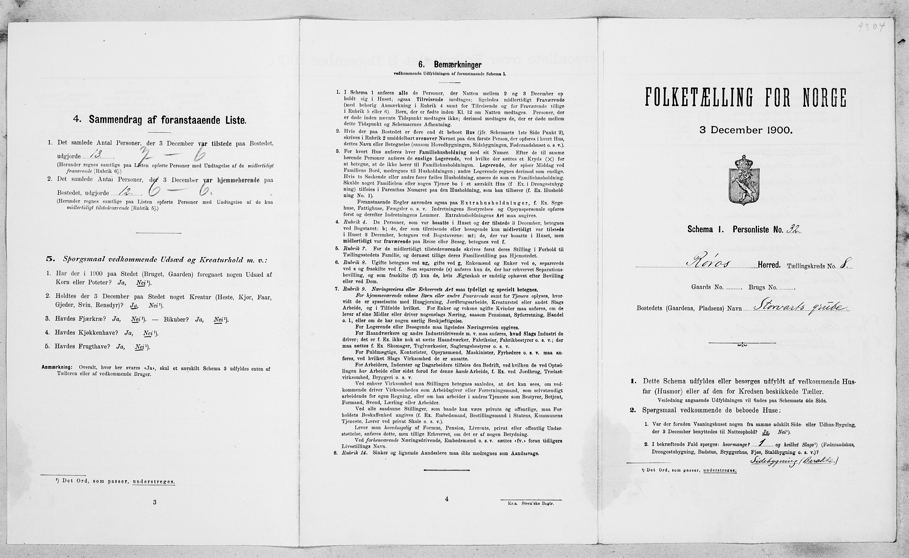 SAT, Folketelling 1900 for 1640 Røros herred, 1900, s. 960