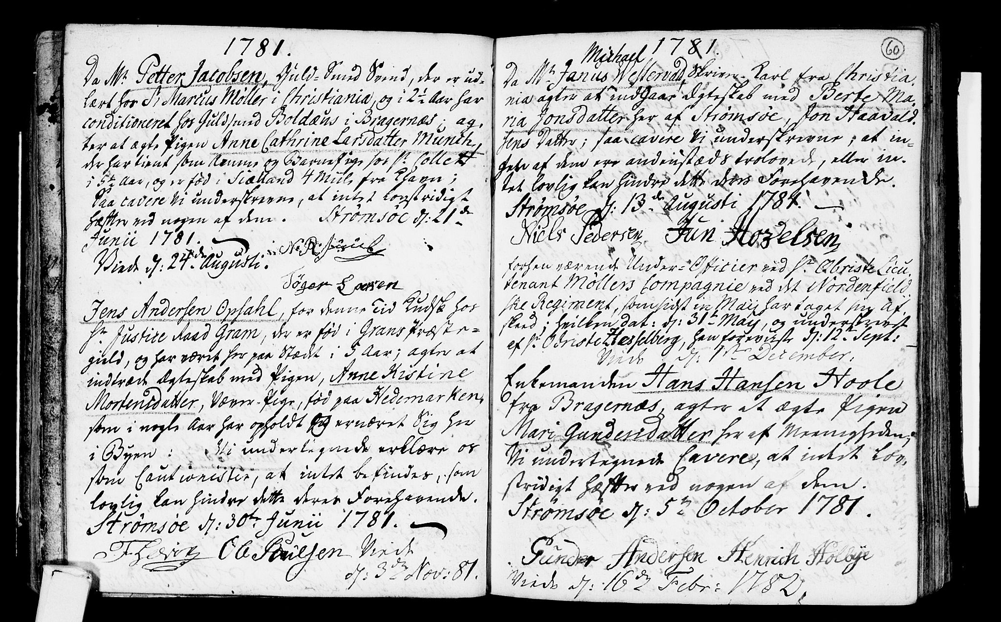Strømsø kirkebøker, SAKO/A-246/H/Hb/L0001: Forlovererklæringer nr. 1, 1752-1815, s. 60