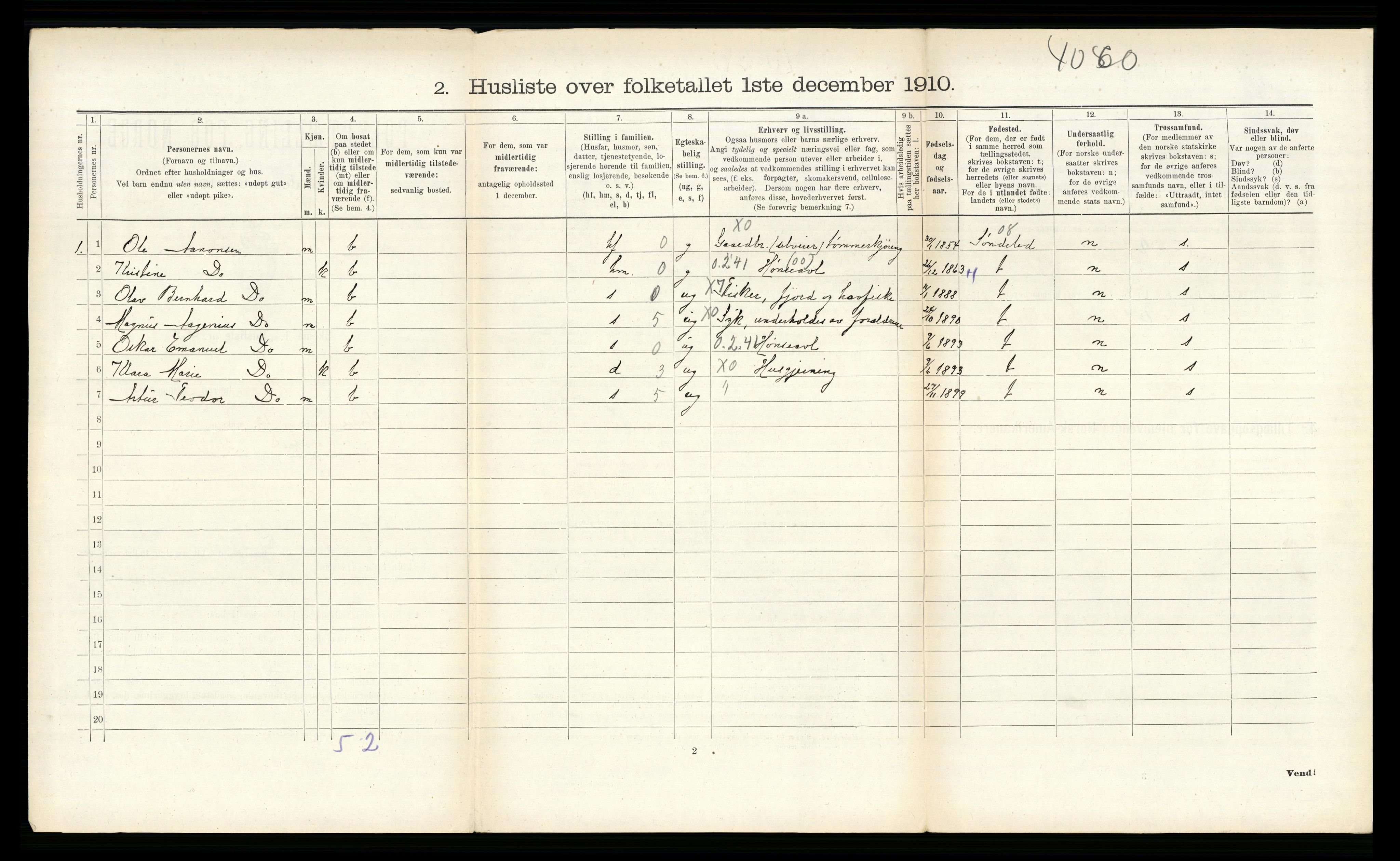 RA, Folketelling 1910 for 0914 Holt herred, 1910, s. 1245