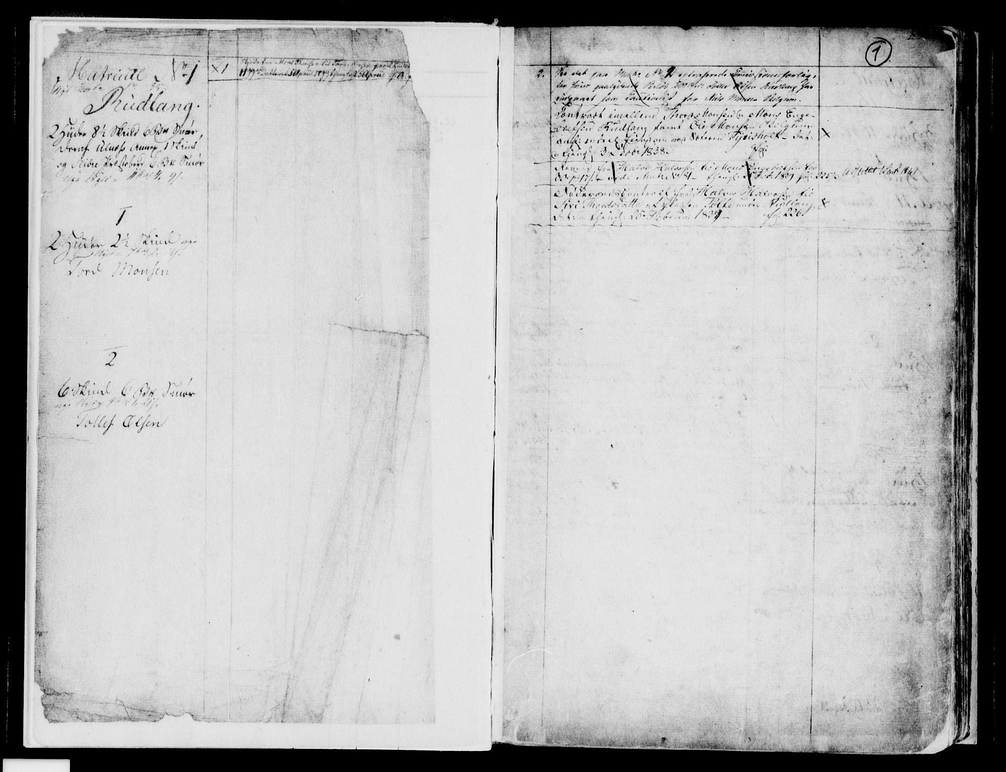 Valdres sorenskriveri, SAH/TING-016/H/Ha/Hab/L0001: Panteregister nr. 2.1, 1827-1841, s. 1