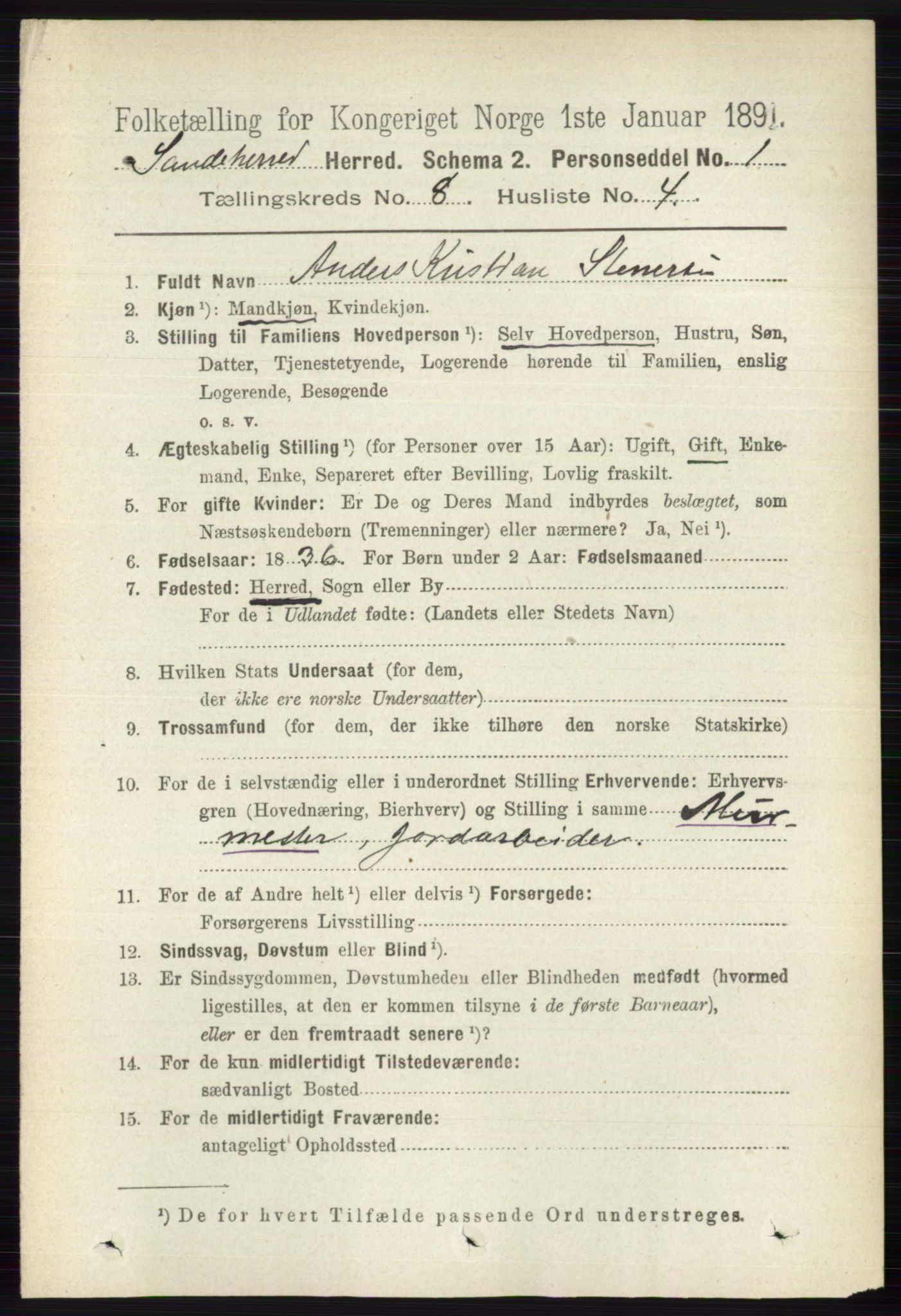 RA, Folketelling 1891 for 0724 Sandeherred herred, 1891, s. 4849