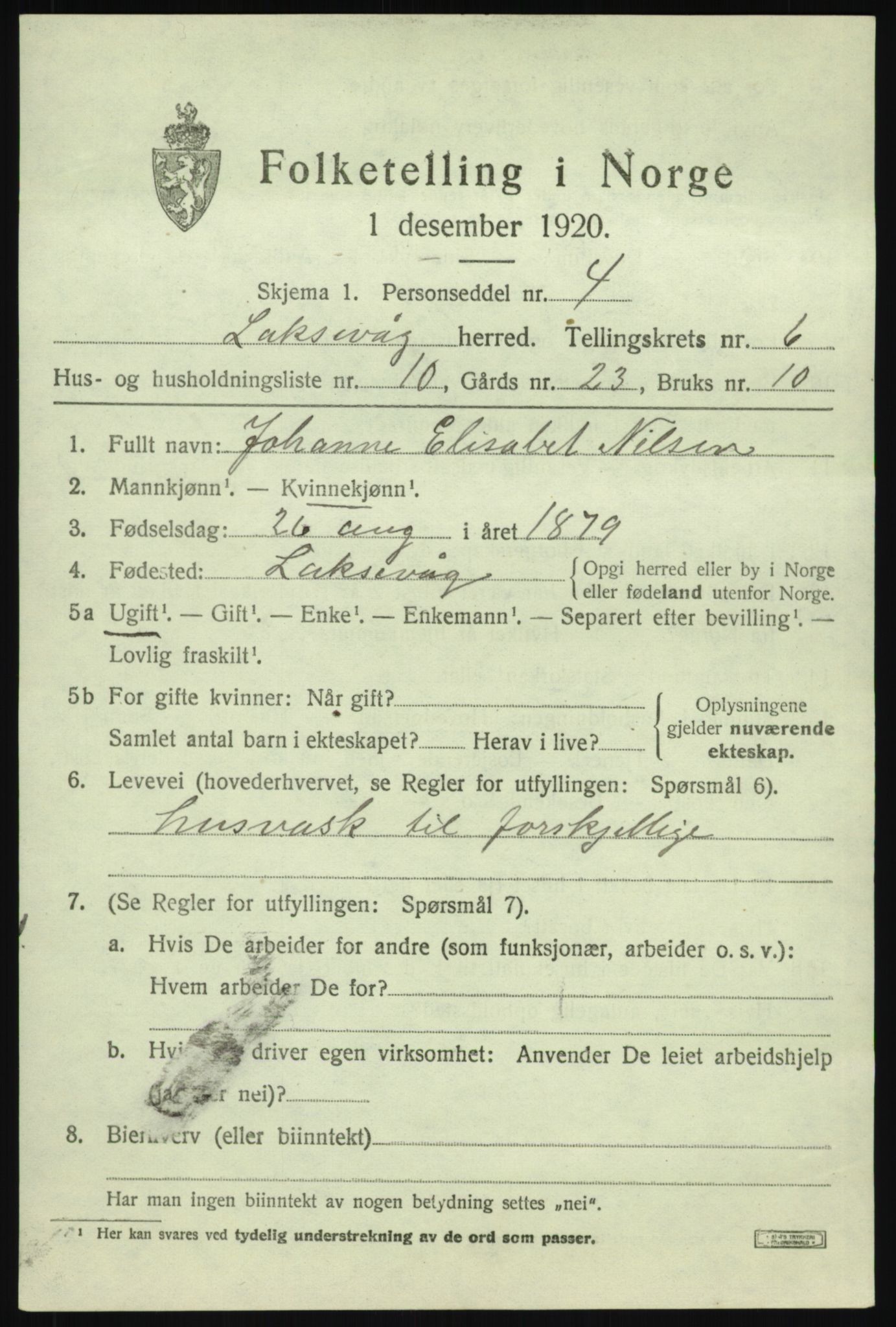 SAB, Folketelling 1920 for 1248 Laksevåg herred, 1920, s. 17290