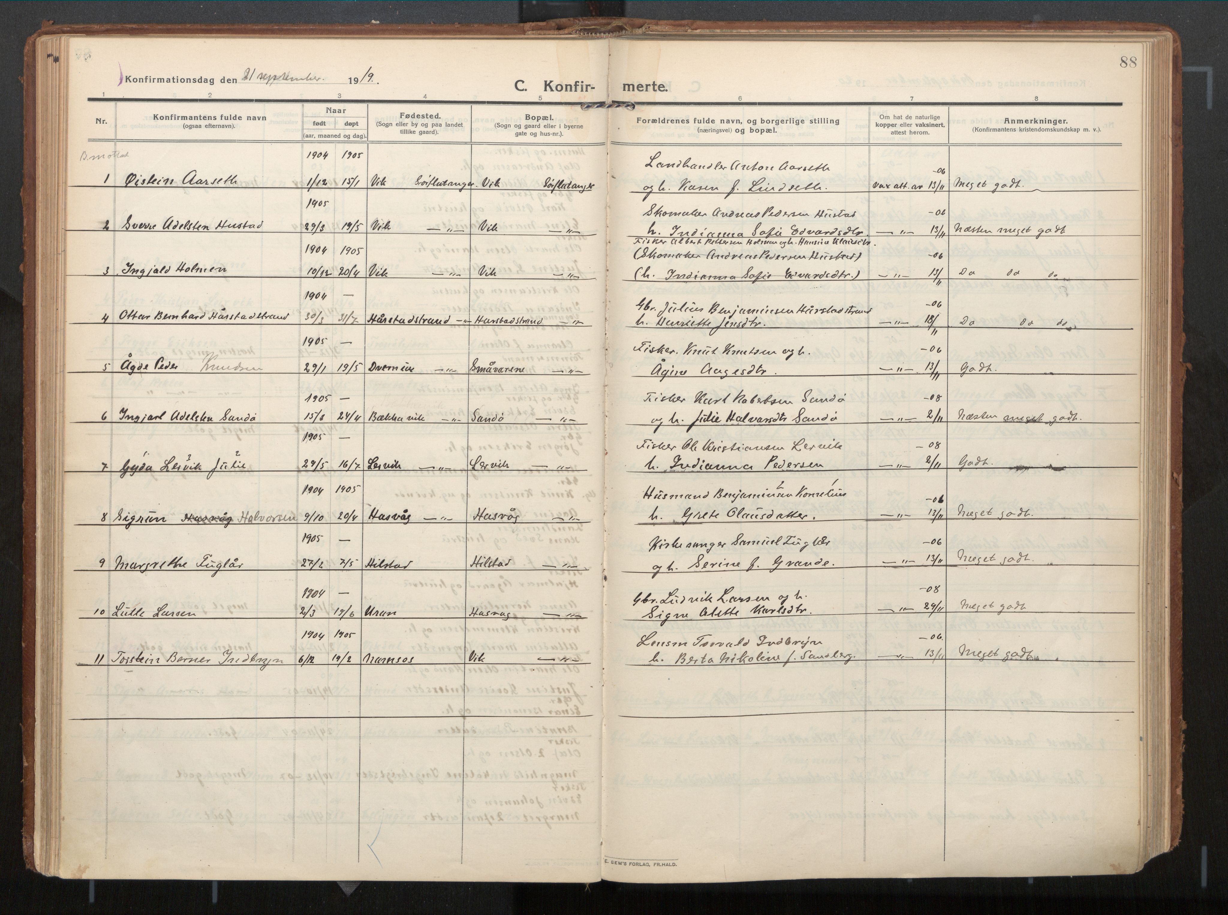 Ministerialprotokoller, klokkerbøker og fødselsregistre - Nord-Trøndelag, AV/SAT-A-1458/771/L0598: Ministerialbok nr. 771A05, 1911-1937, s. 88