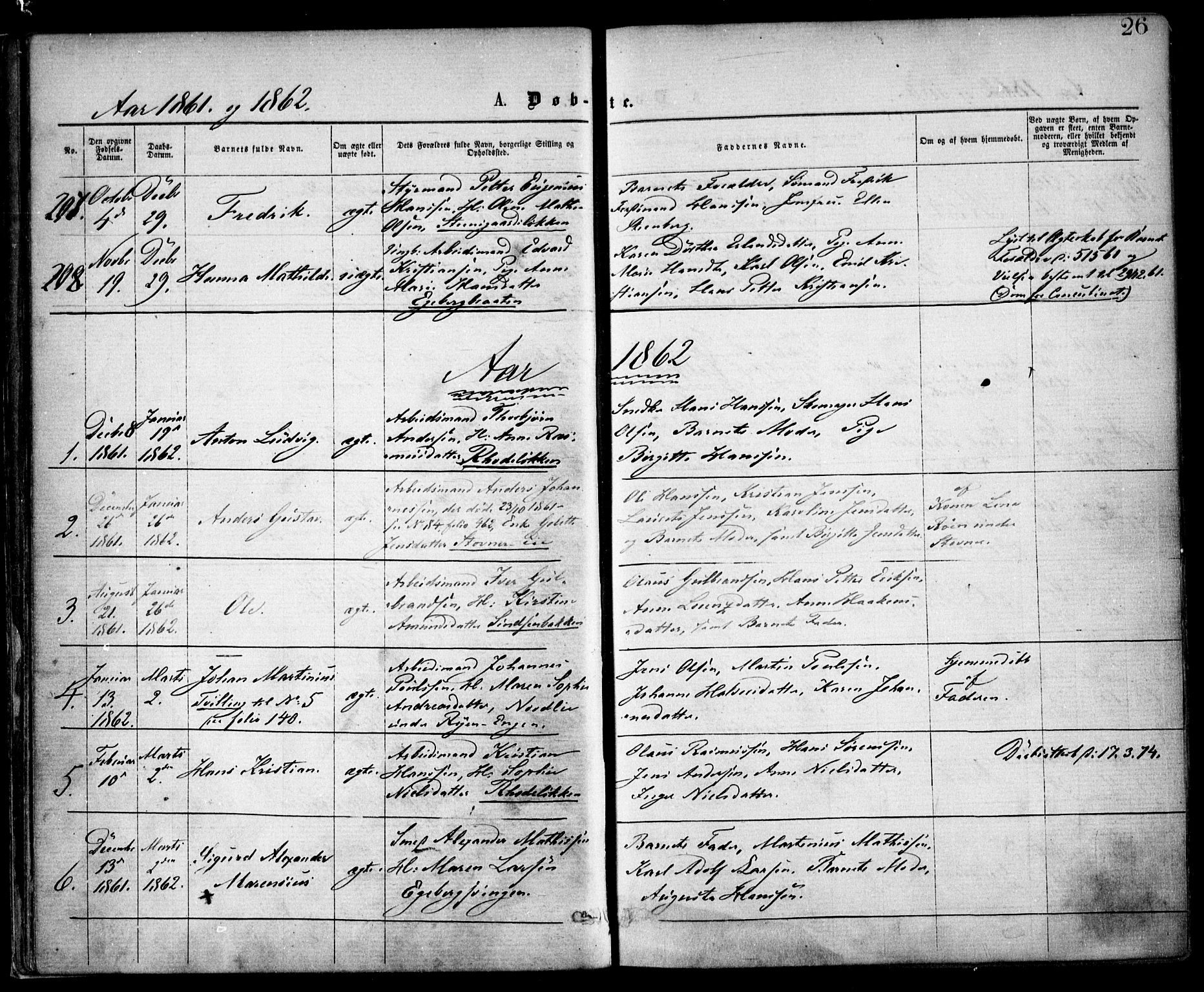 Østre Aker prestekontor Kirkebøker, AV/SAO-A-10840/F/Fa/L0001: Ministerialbok nr. I 1, 1861-1869, s. 26
