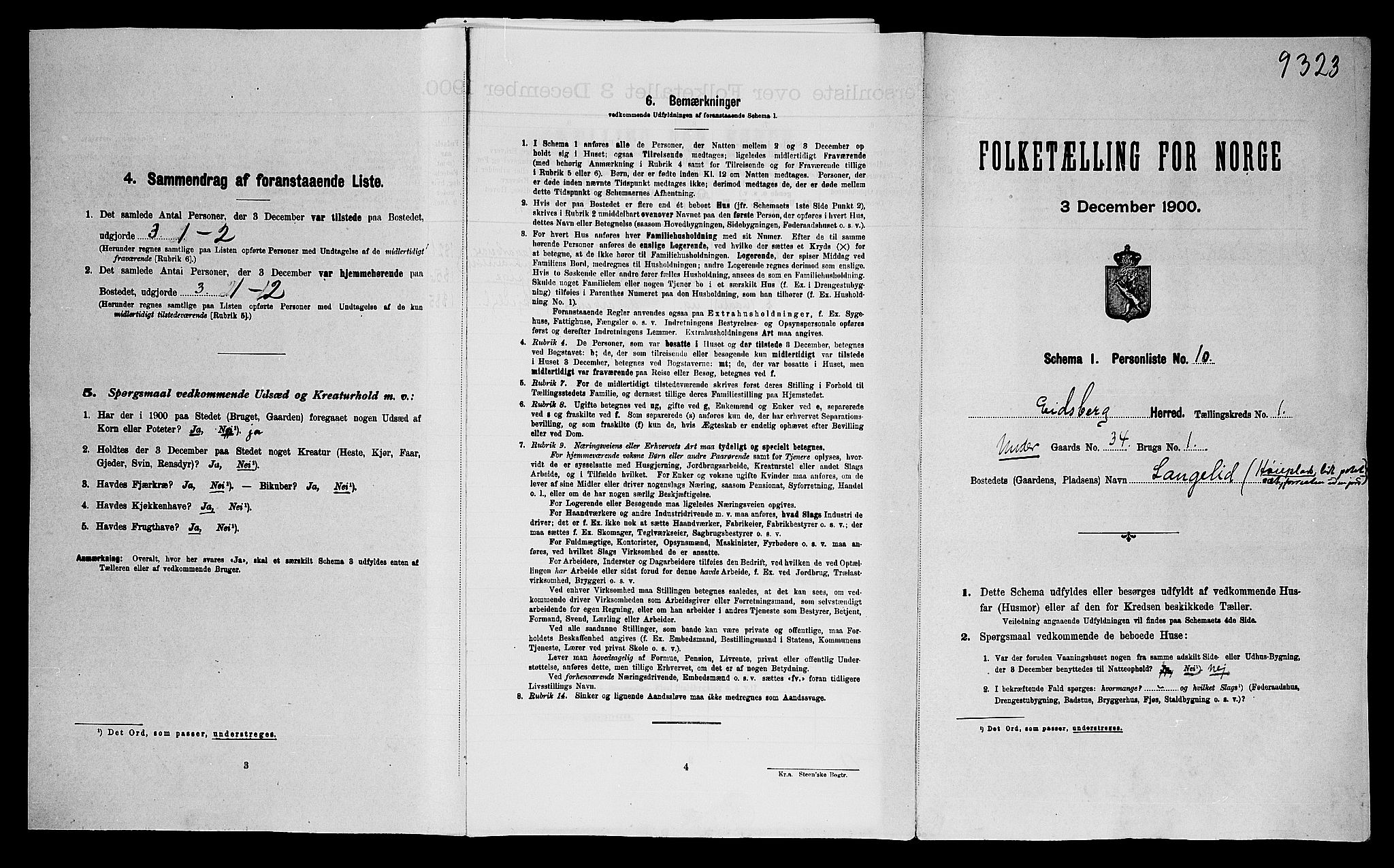 SAO, Folketelling 1900 for 0125 Eidsberg herred, 1900
