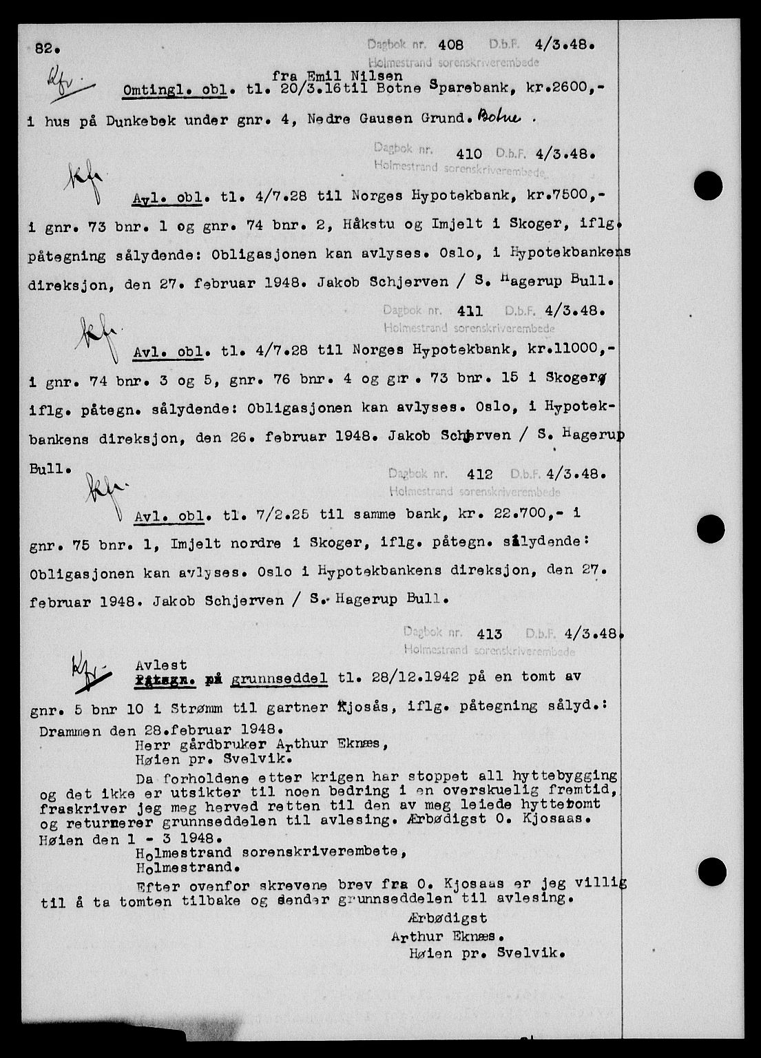 Holmestrand sorenskriveri, SAKO/A-67/G/Ga/Gab/L0058: Pantebok nr. B-58, 1947-1948, s. 82, Dagboknr: 408/1948