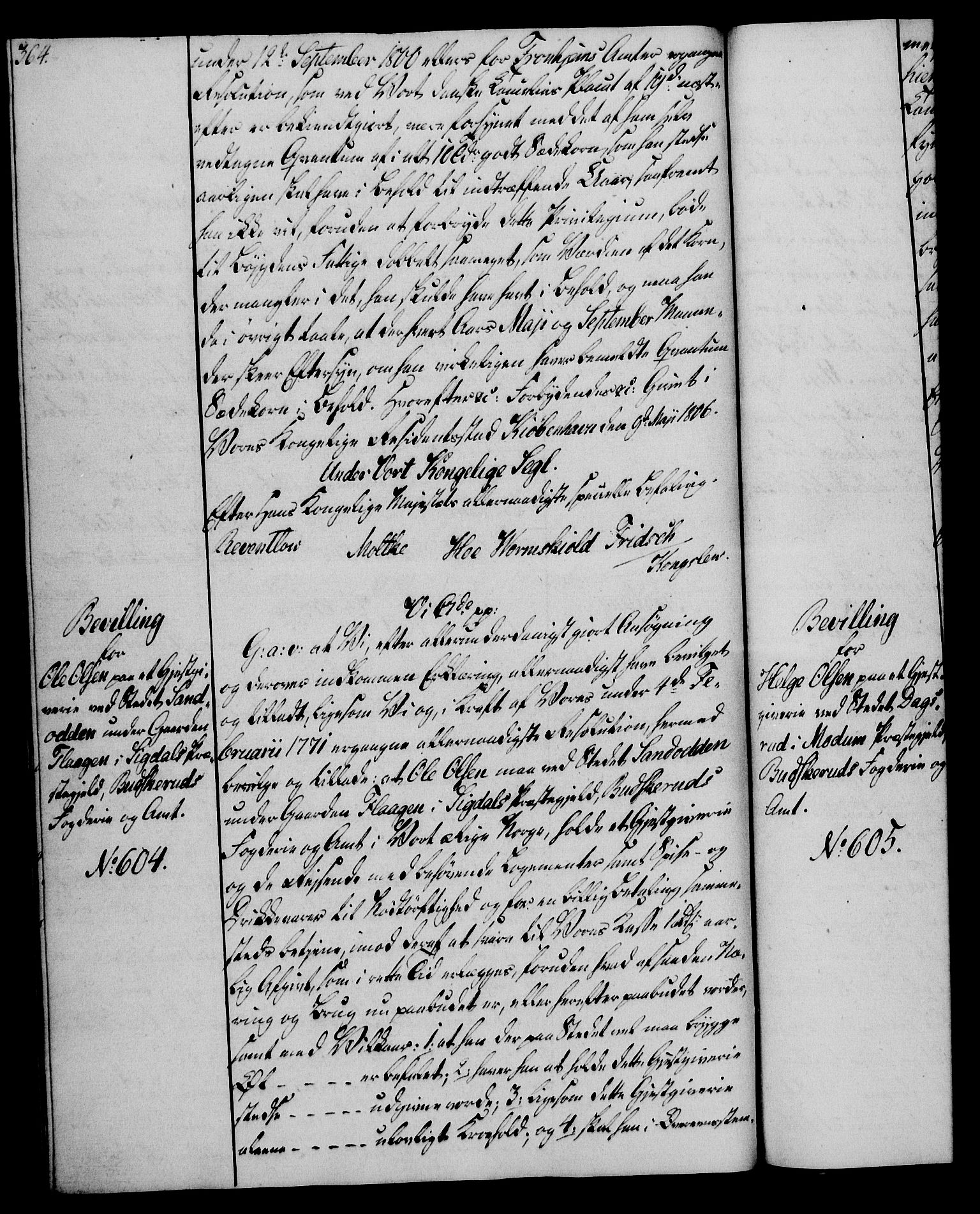 Rentekammeret, Kammerkanselliet, RA/EA-3111/G/Gg/Gga/L0018: Norsk ekspedisjonsprotokoll med register (merket RK 53.18), 1804-1806, s. 364