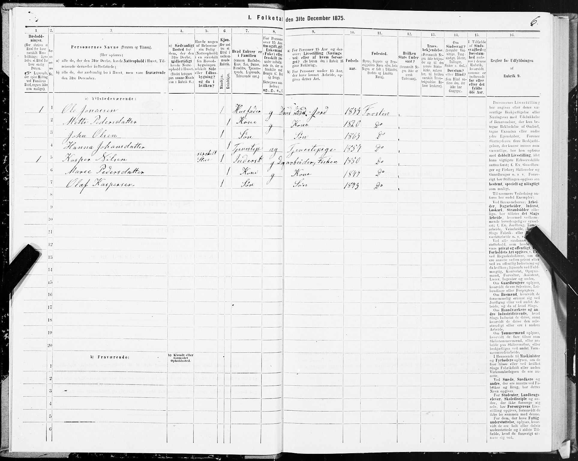 SAT, Folketelling 1875 for 1717P Frosta prestegjeld, 1875, s. 1006