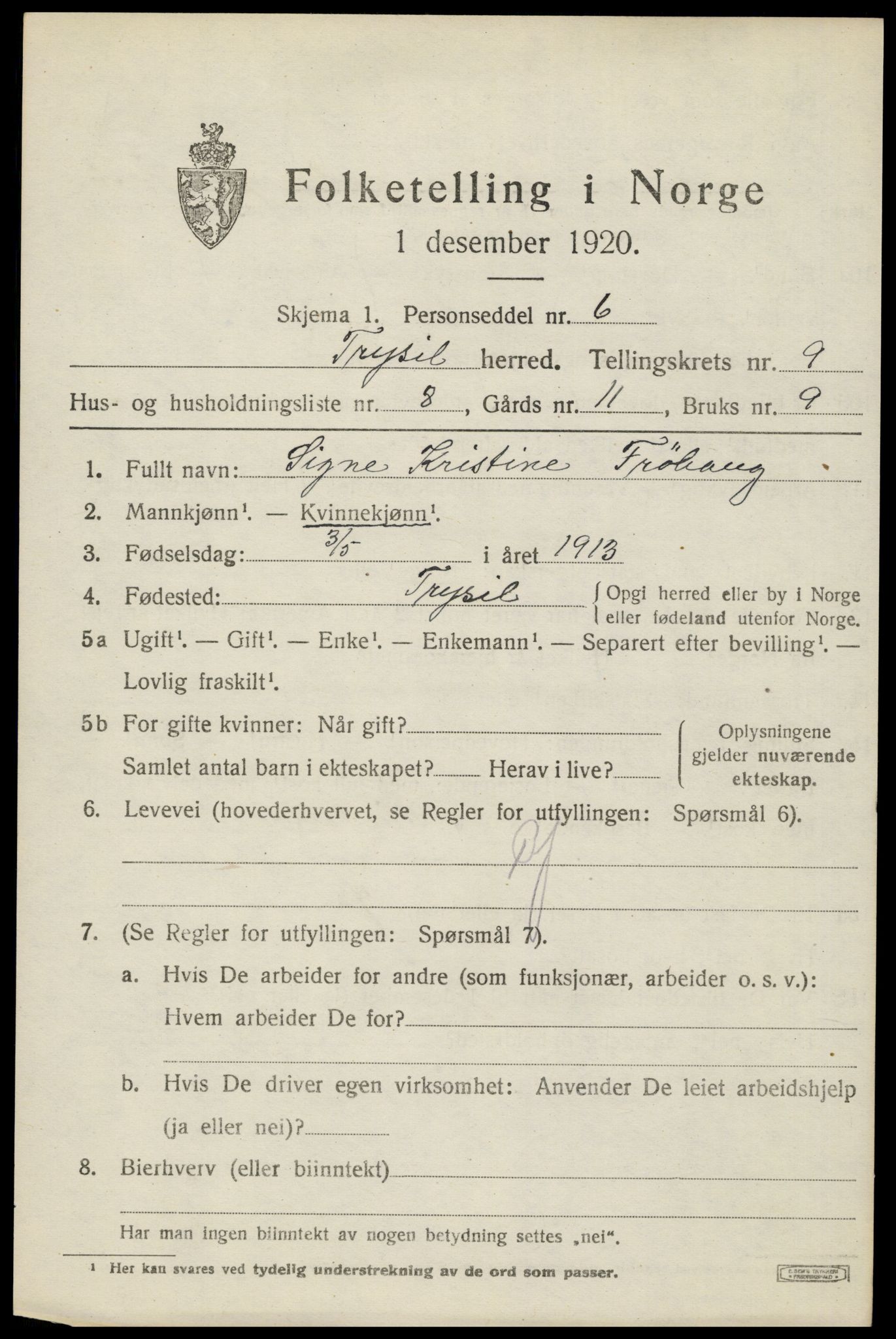 SAH, Folketelling 1920 for 0428 Trysil herred, 1920, s. 6641