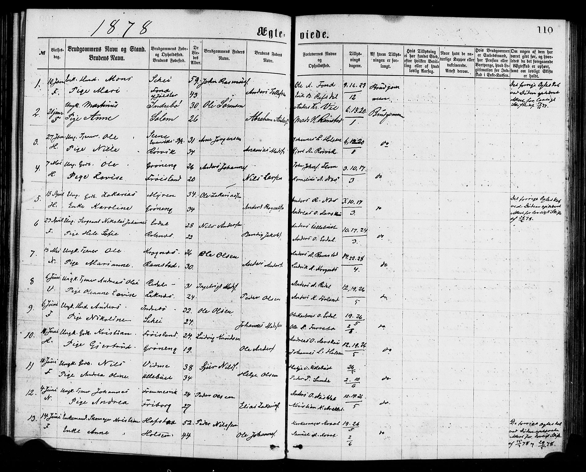Førde sokneprestembete, AV/SAB-A-79901/H/Haa/Haaa/L0011: Ministerialbok nr. A 11, 1877-1880, s. 110