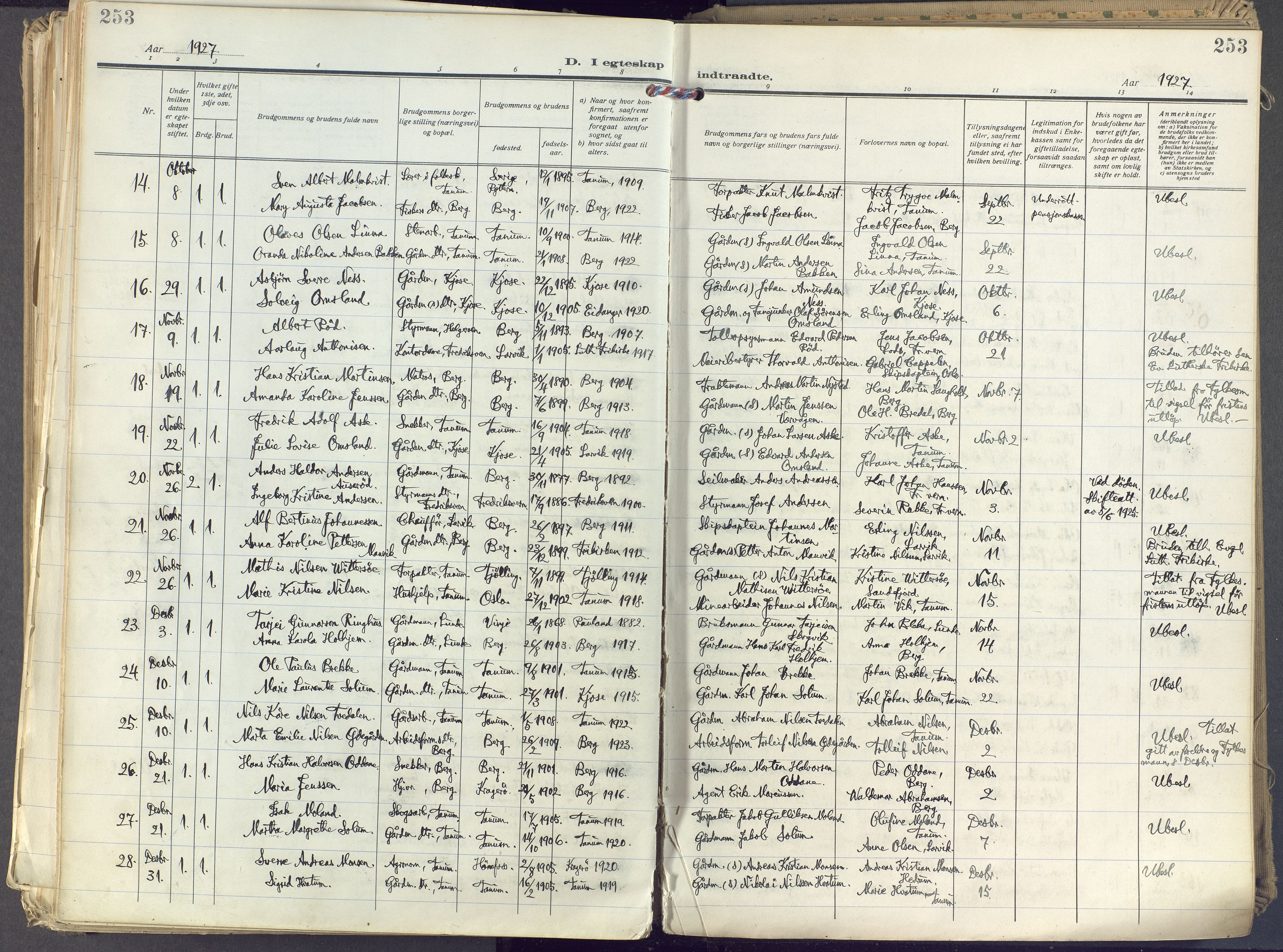 Brunlanes kirkebøker, SAKO/A-342/F/Fc/L0004: Ministerialbok nr. III 4, 1923-1943, s. 253