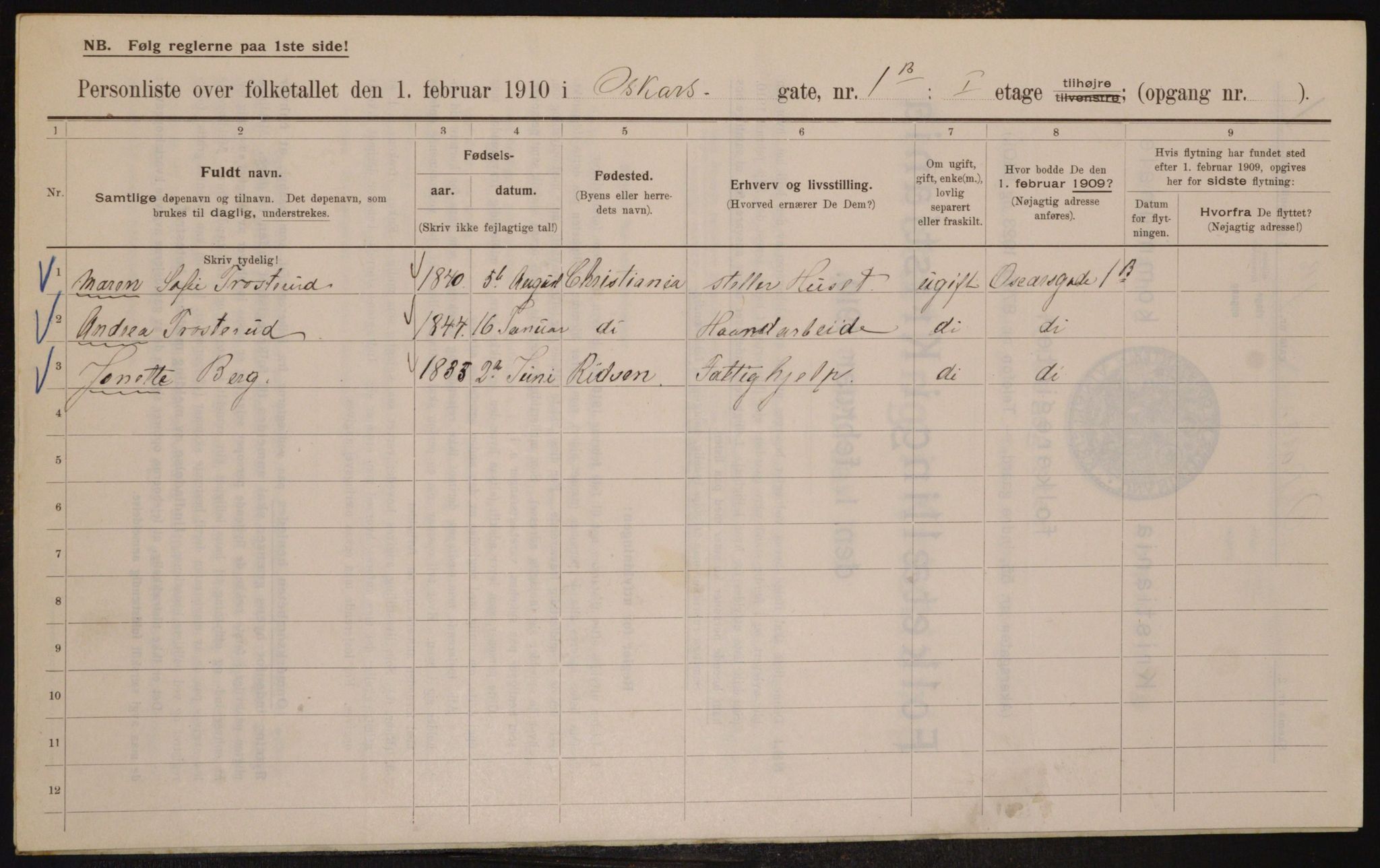 OBA, Kommunal folketelling 1.2.1910 for Kristiania, 1910, s. 73276