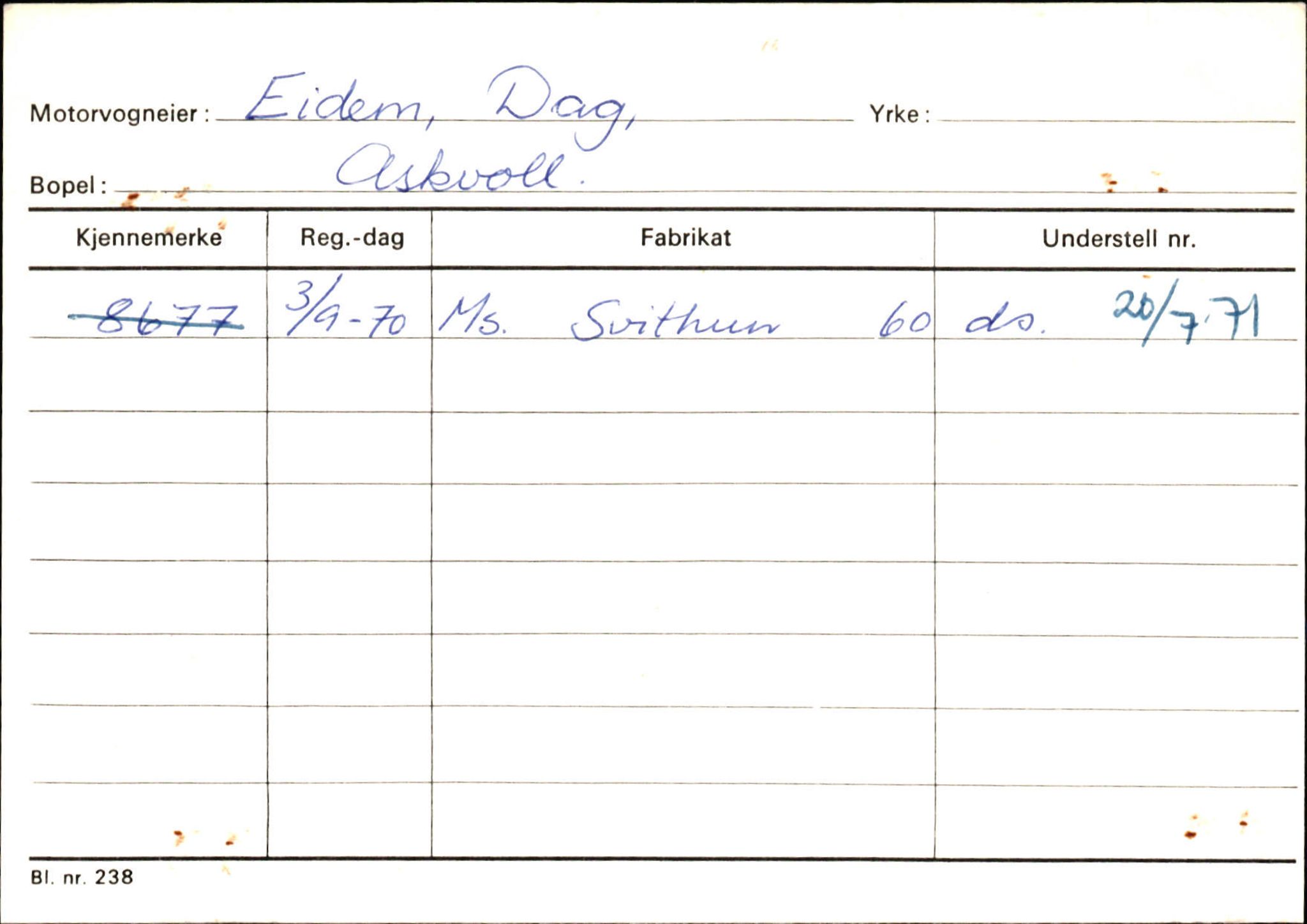 Statens vegvesen, Sogn og Fjordane vegkontor, SAB/A-5301/4/F/L0132: Eigarregister Askvoll A-Å. Balestrand A-Å, 1945-1975, s. 183