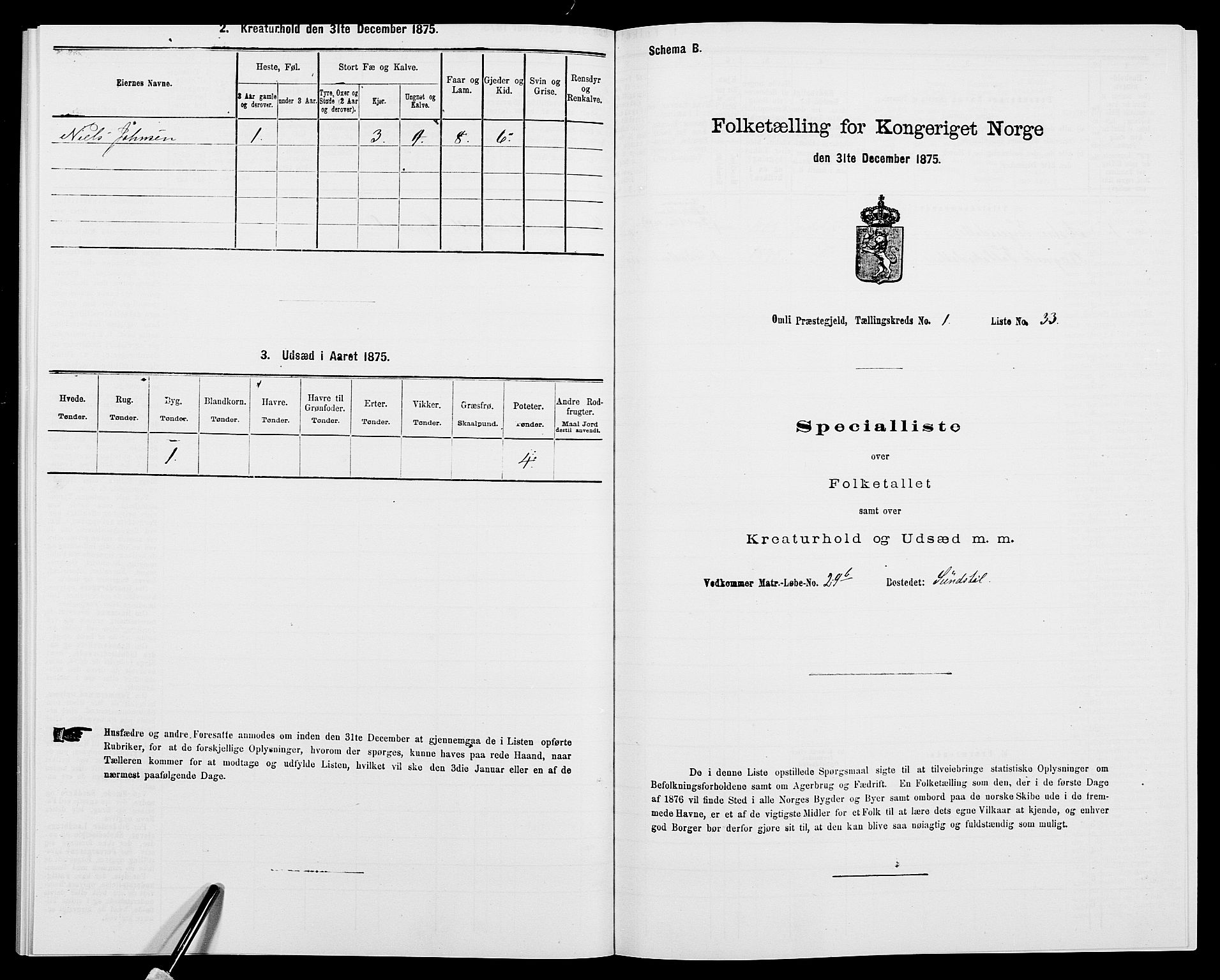 SAK, Folketelling 1875 for 0929P Åmli prestegjeld, 1875, s. 106