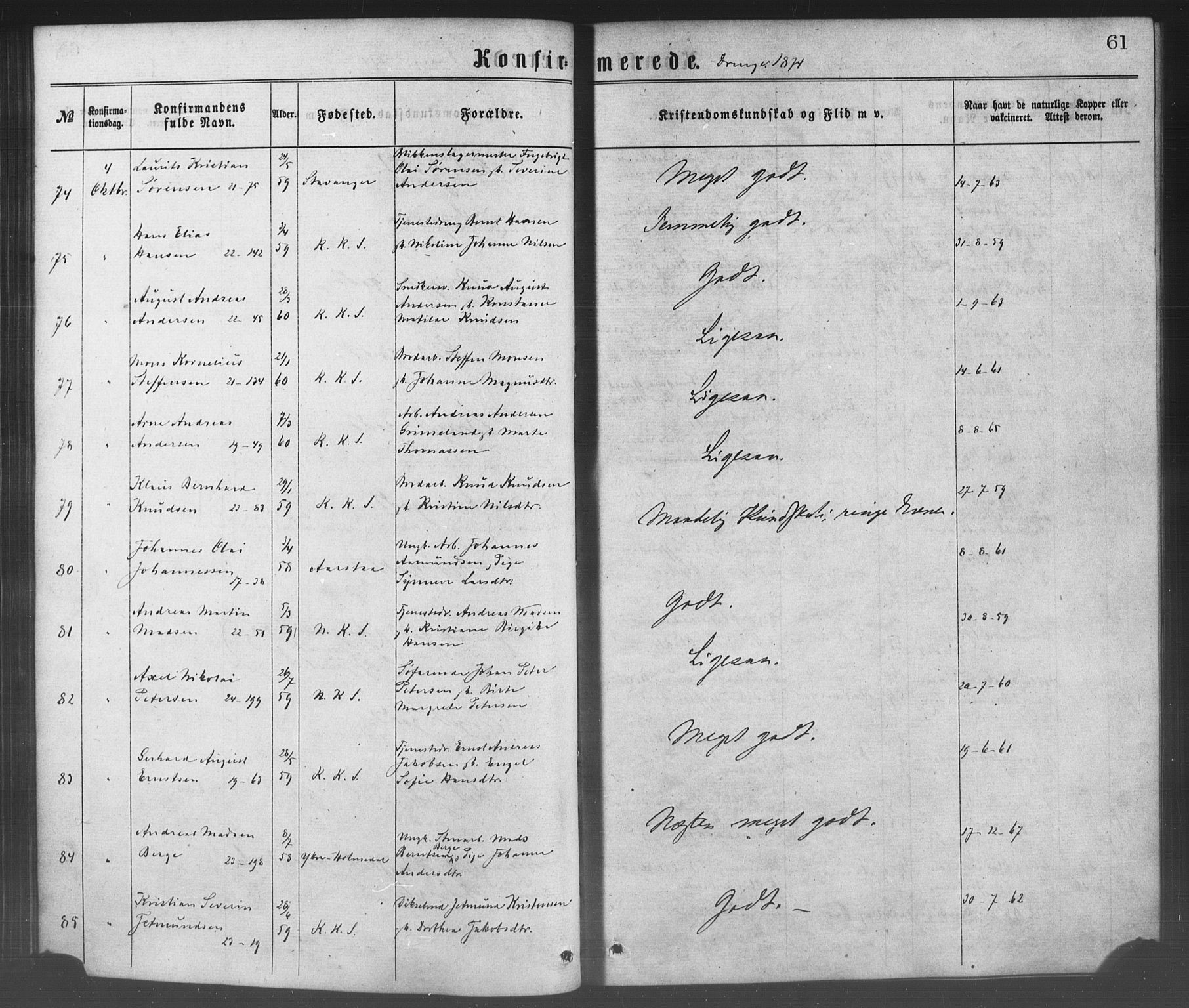 Korskirken sokneprestembete, SAB/A-76101/H/Haa/L0028: Ministerialbok nr. C 4, 1868-1879, s. 61