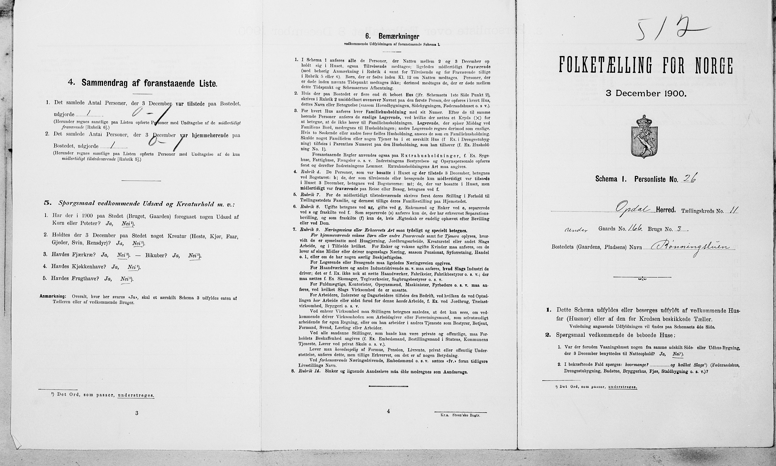 SAT, Folketelling 1900 for 1634 Oppdal herred, 1900, s. 900
