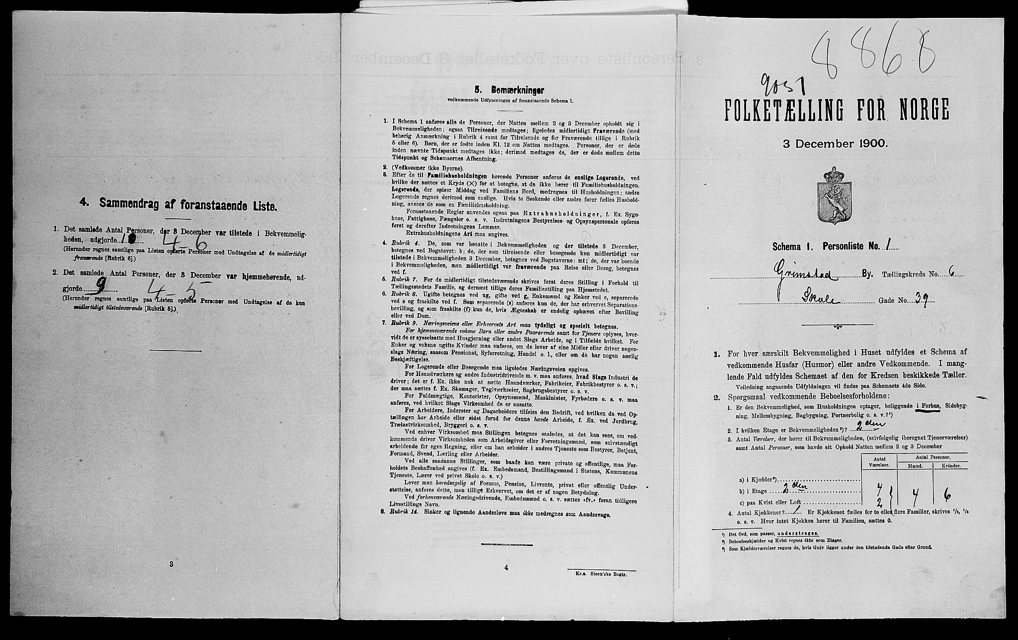 SAK, Folketelling 1900 for 0904 Grimstad kjøpstad, 1900, s. 2244