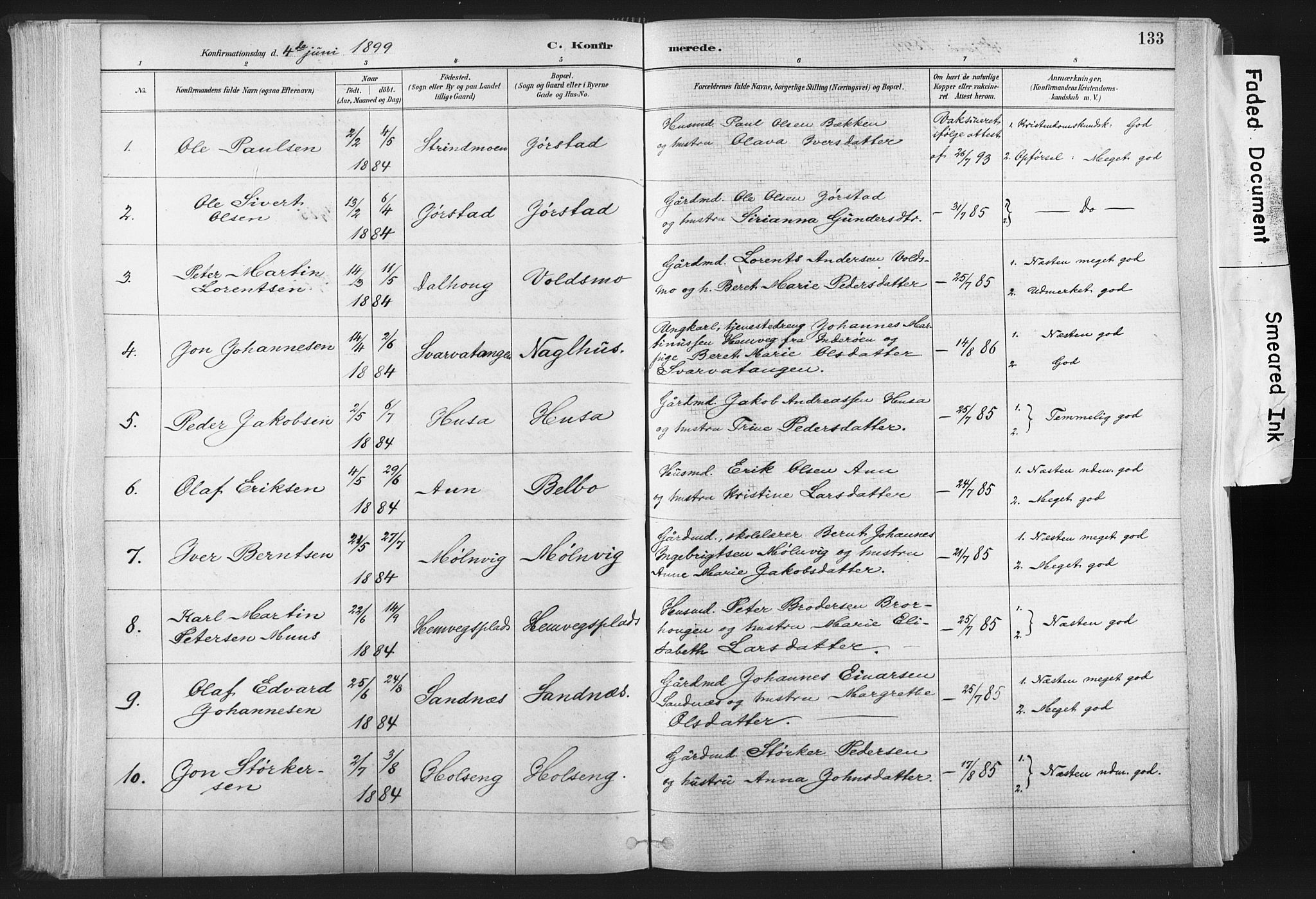Ministerialprotokoller, klokkerbøker og fødselsregistre - Nord-Trøndelag, AV/SAT-A-1458/749/L0474: Ministerialbok nr. 749A08, 1887-1903, s. 133