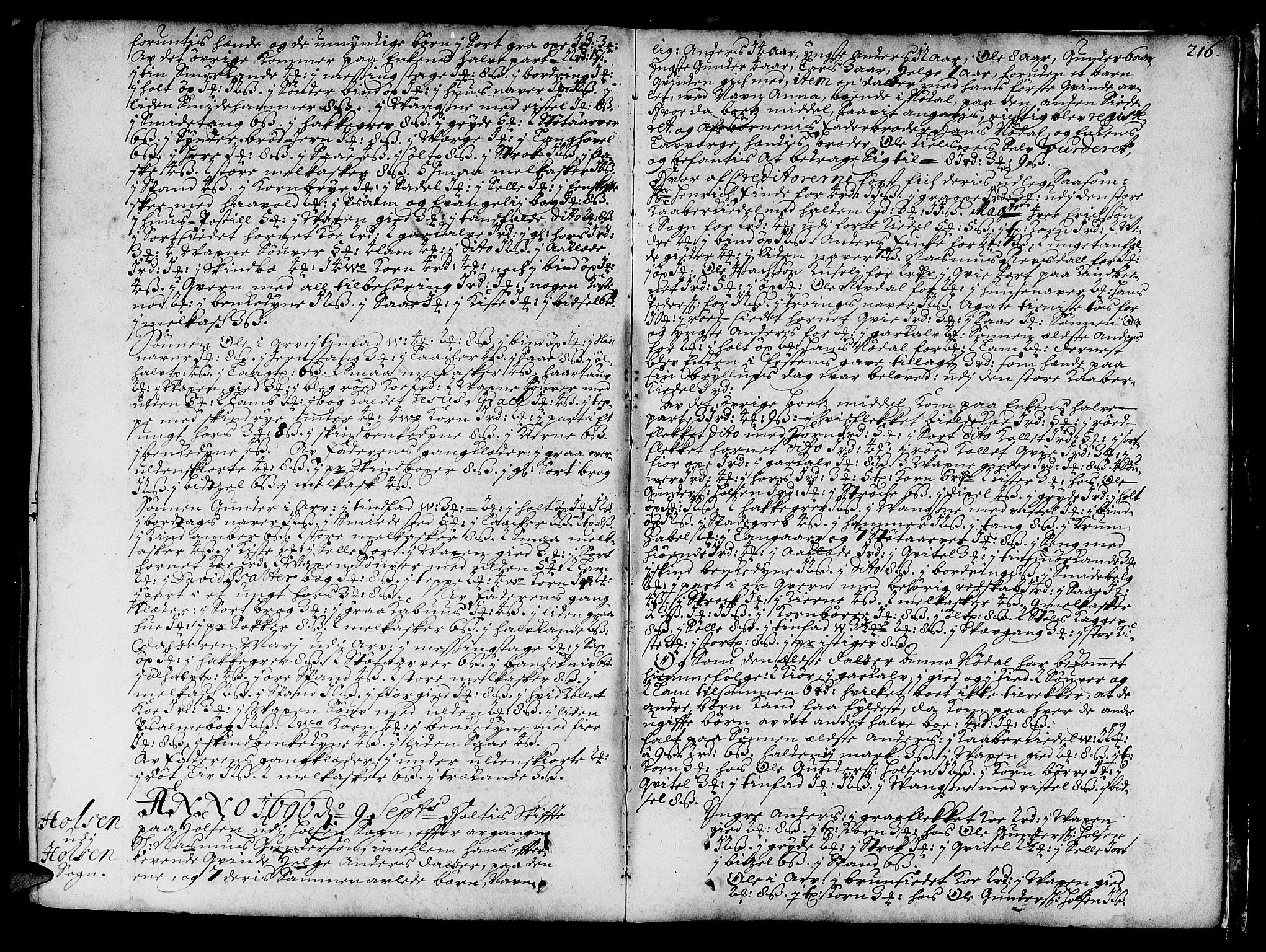 Sunnfjord tingrett, SAB/A-3201/1/H/Ha/Hab/L0002a: Skifteprotokoll, folio 1-224, 1687-1697, s. 215b-216a